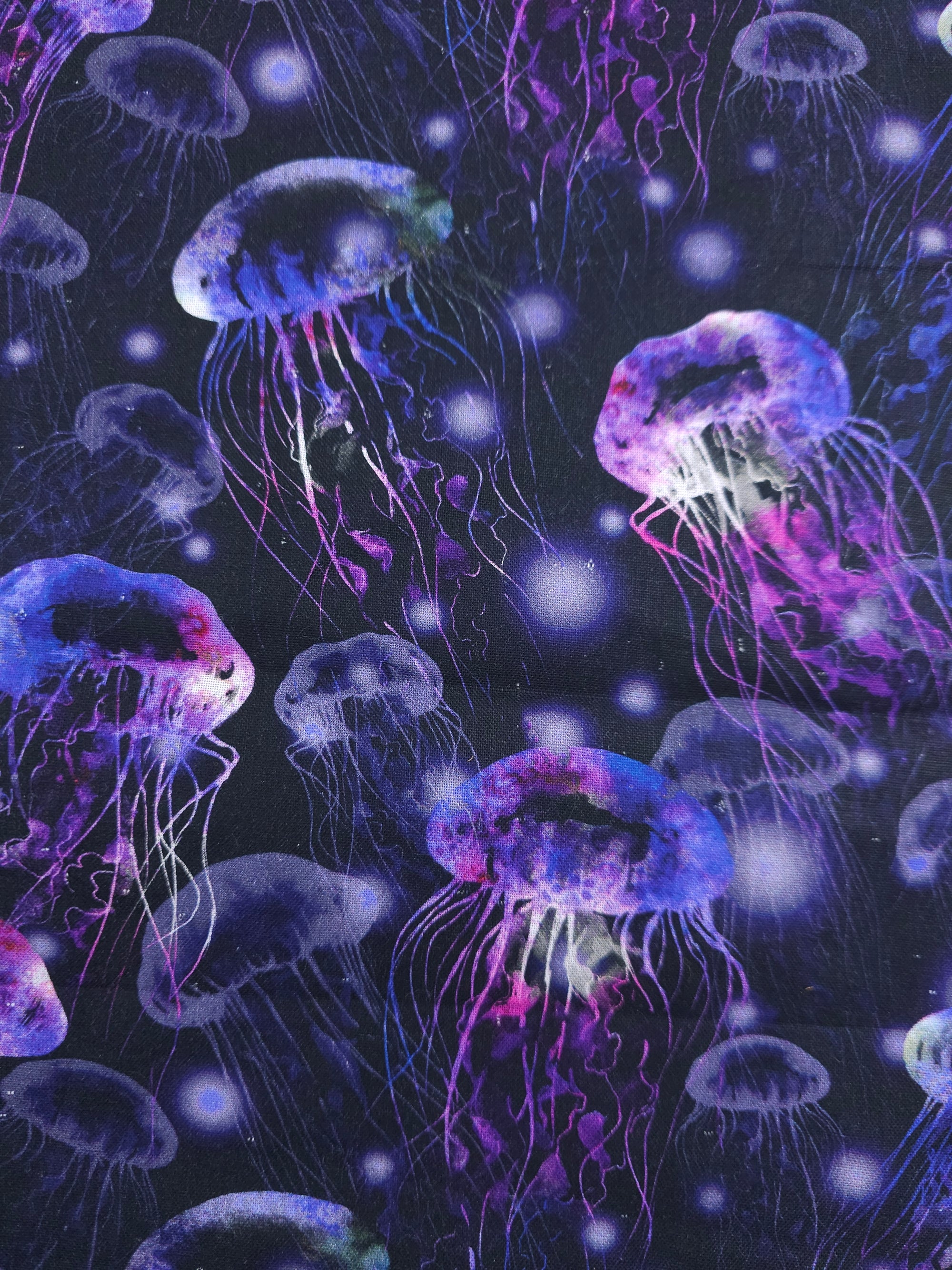 Bioluminescent Jellyfish Midnight Cotton - 1.8m Piece