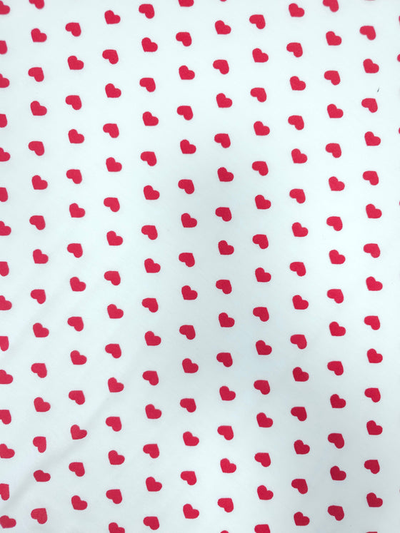 White/Red Heart Viscose Jersey