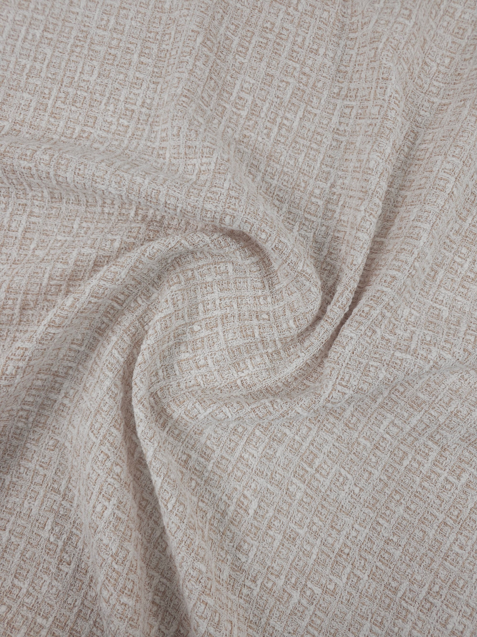 White/Pale Peach Square Boucle