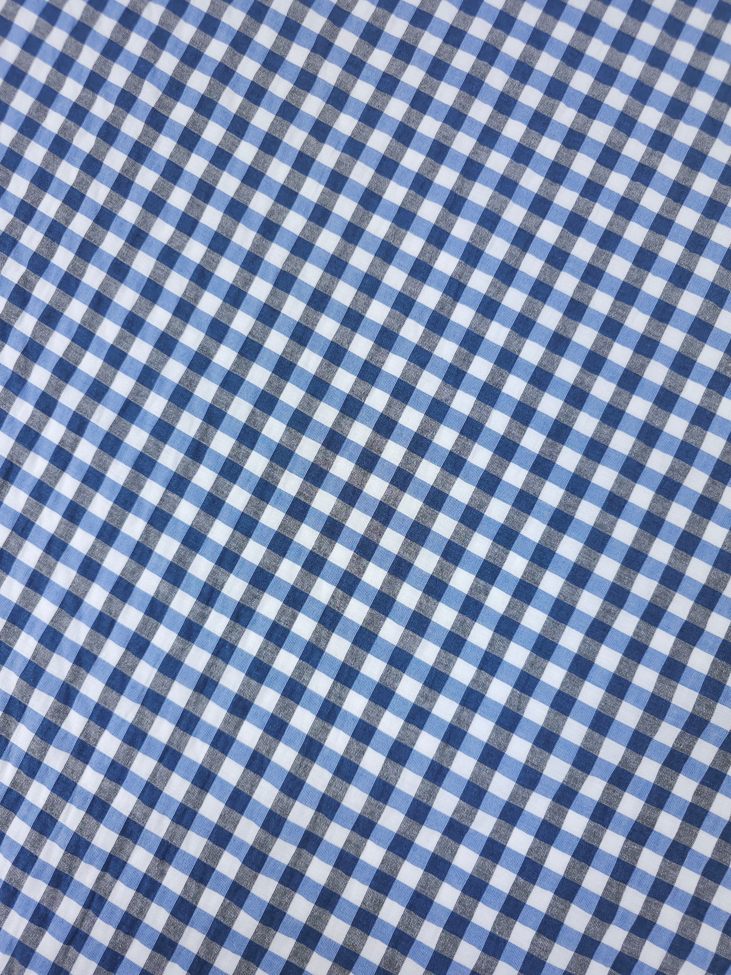 Hale Blue/Grey Small Gingham Cotton Poly