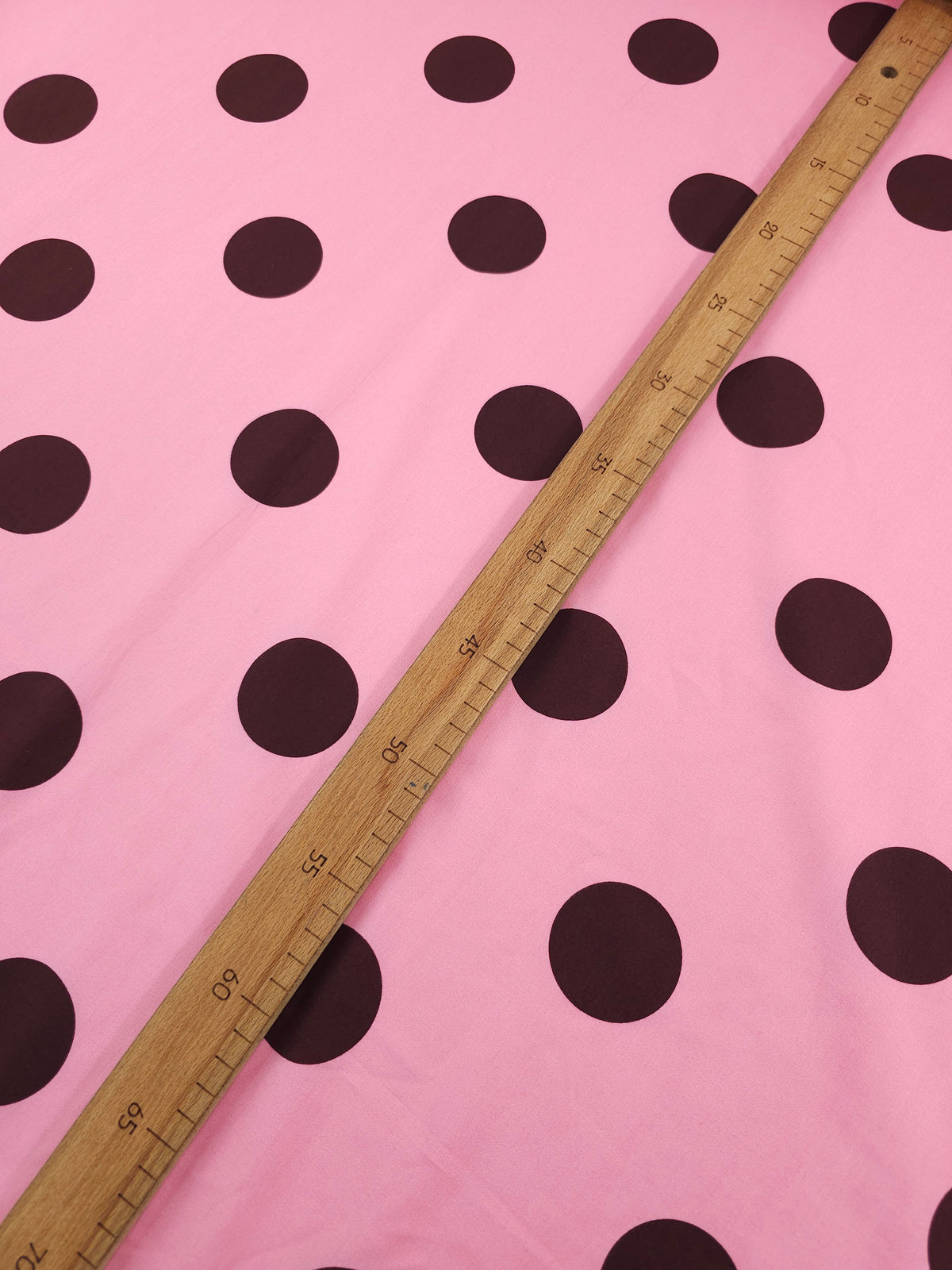 Pink/Dark Brown Big Polka Spot Fine Cotton Poplin