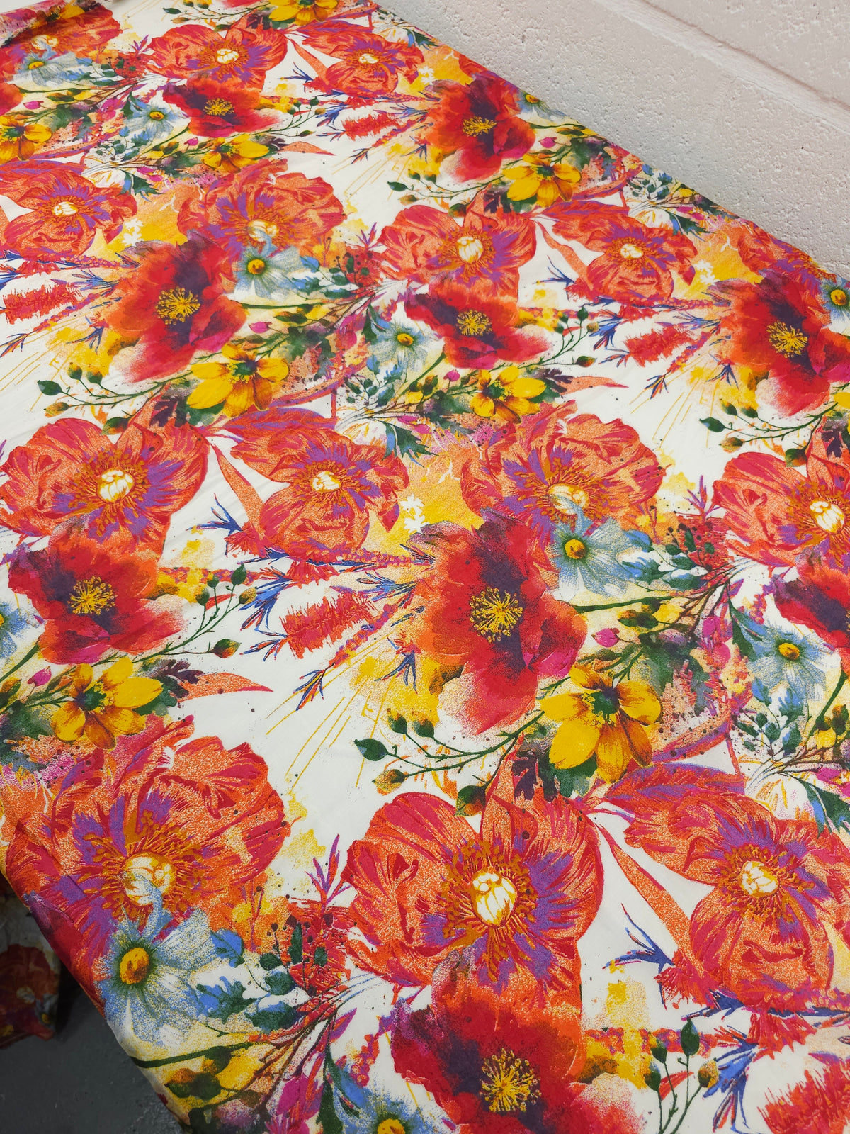 Watercolour Splatter Floral Cotton Voile