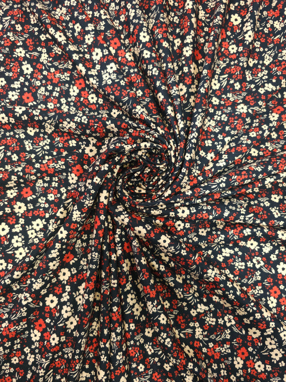 Red/Beige Ditsy Floral Viscose Jersey