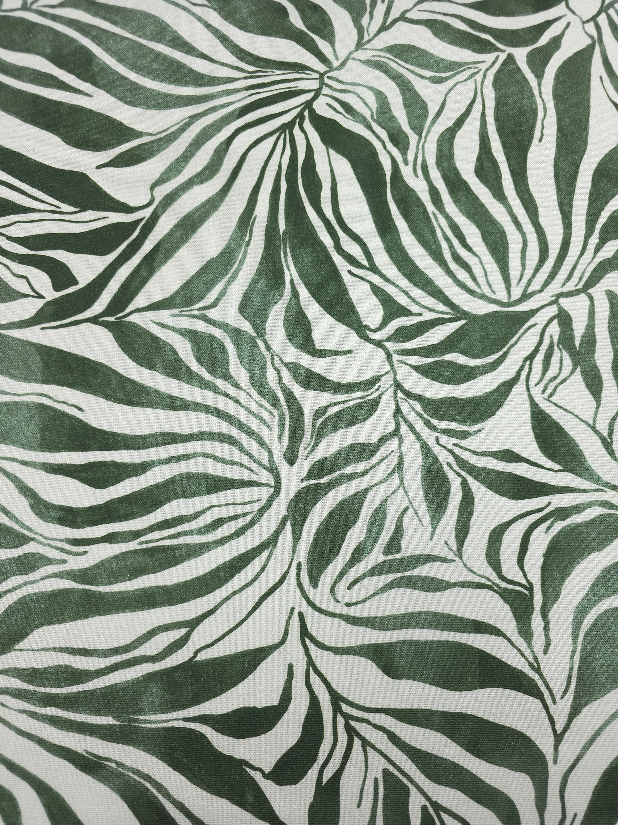Pine Green Washed Abstract Leaves Lightweight Canvas Cotton