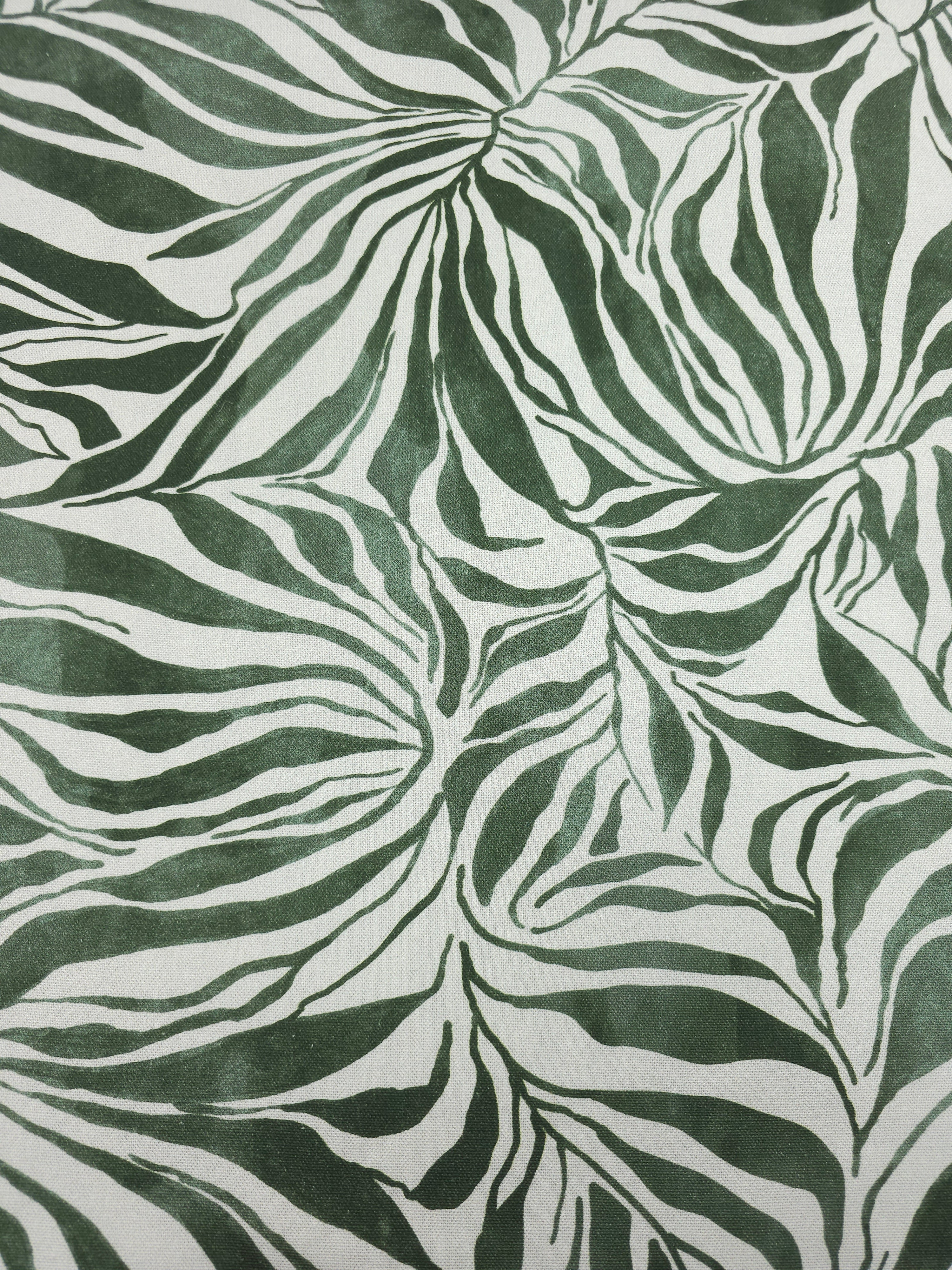 Pine Green Washed Abstract Leaves Lightweight Canvas Cotton