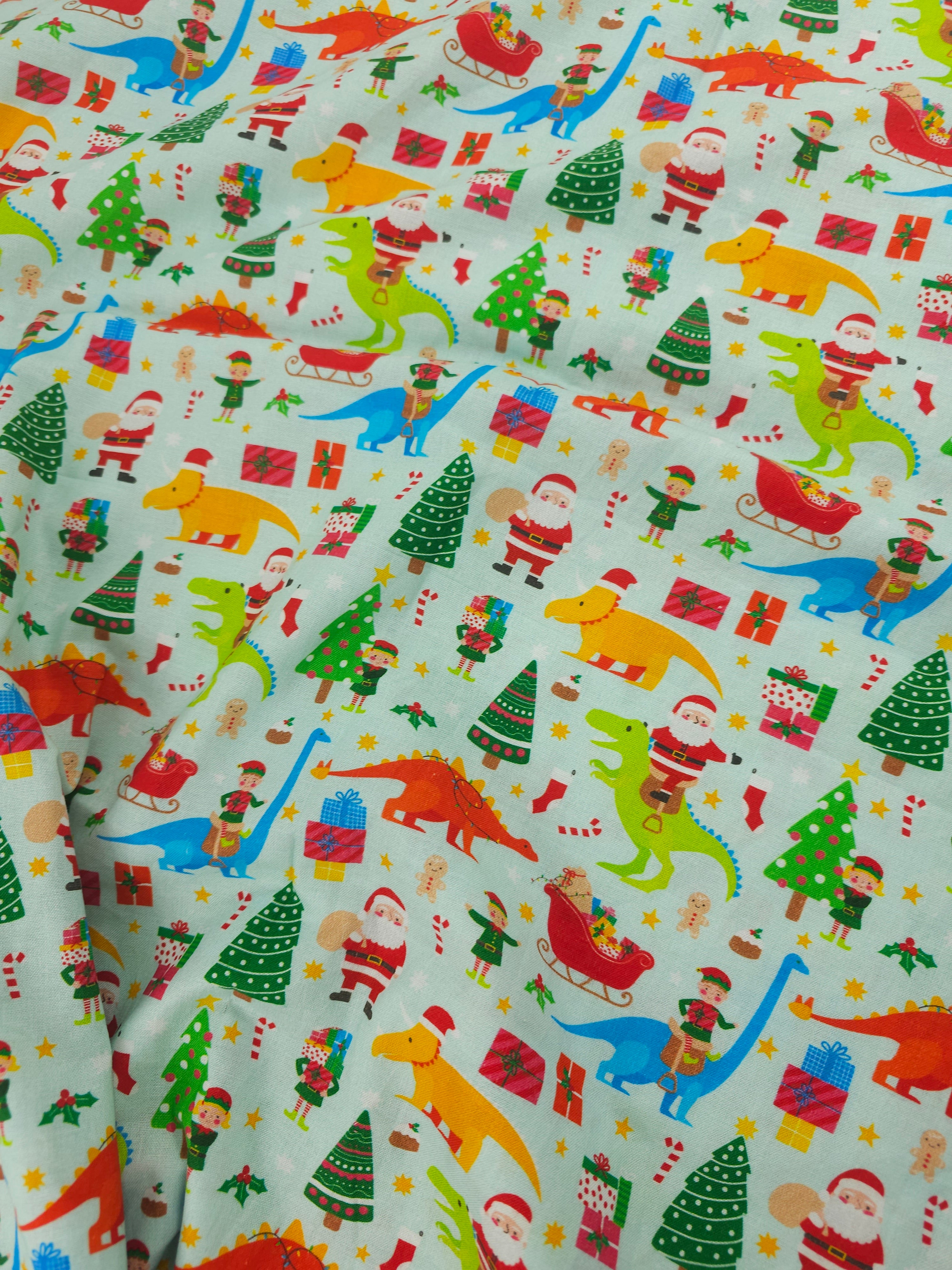 Christmas dinosaurs Cotton- 3m piece