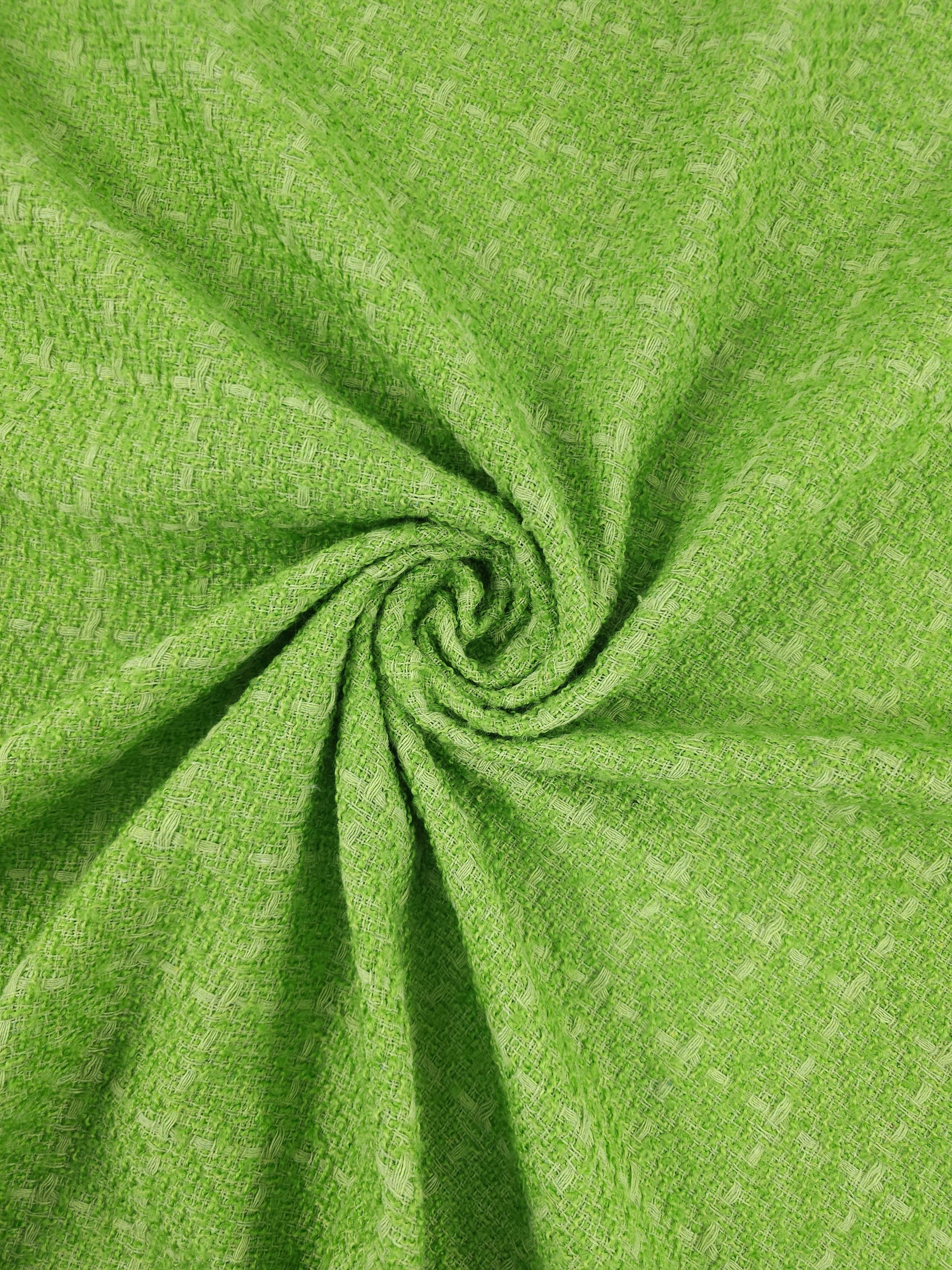 Lime Green Square Check Boucle