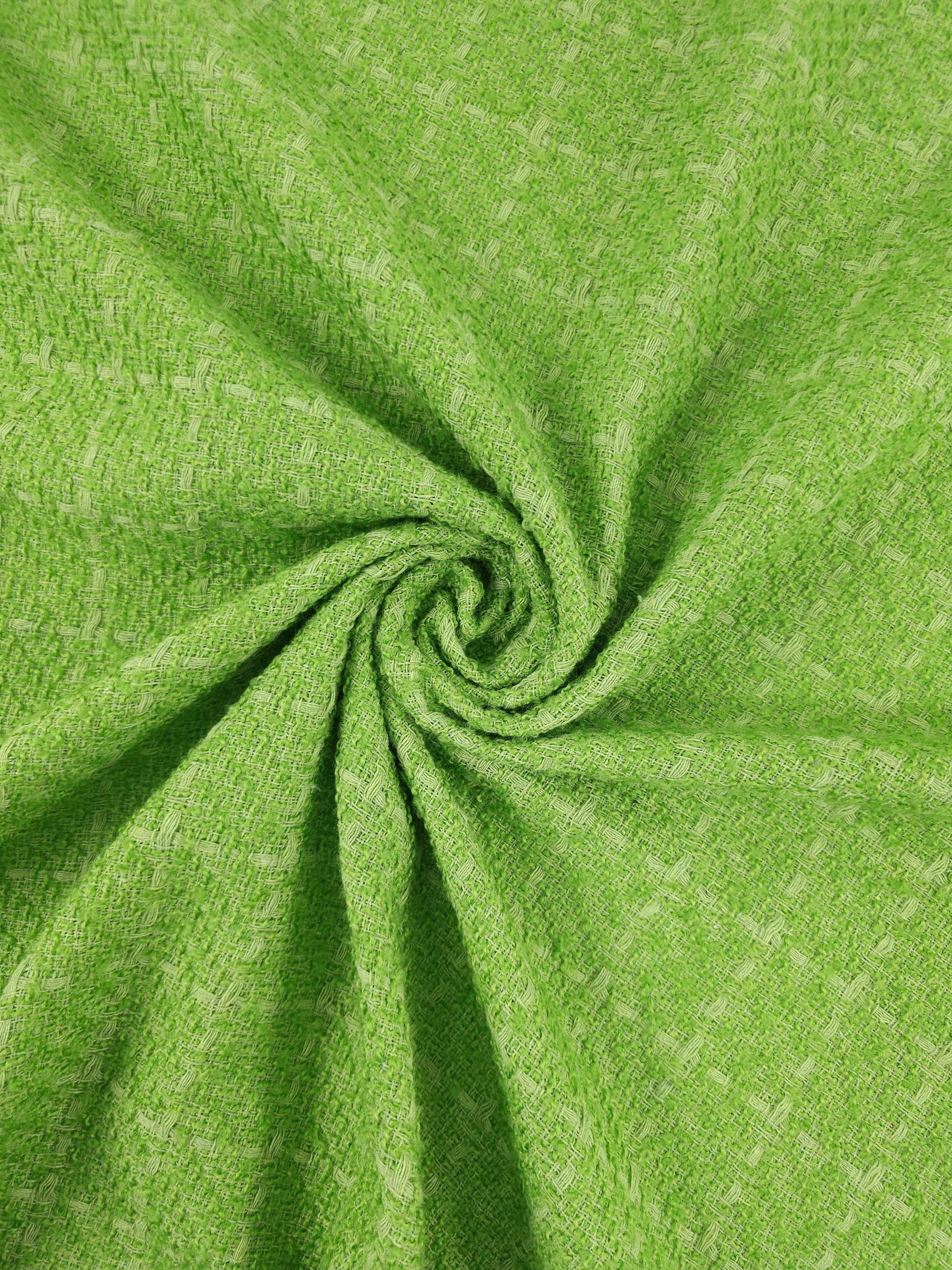 Lime Green Square Check Boucle