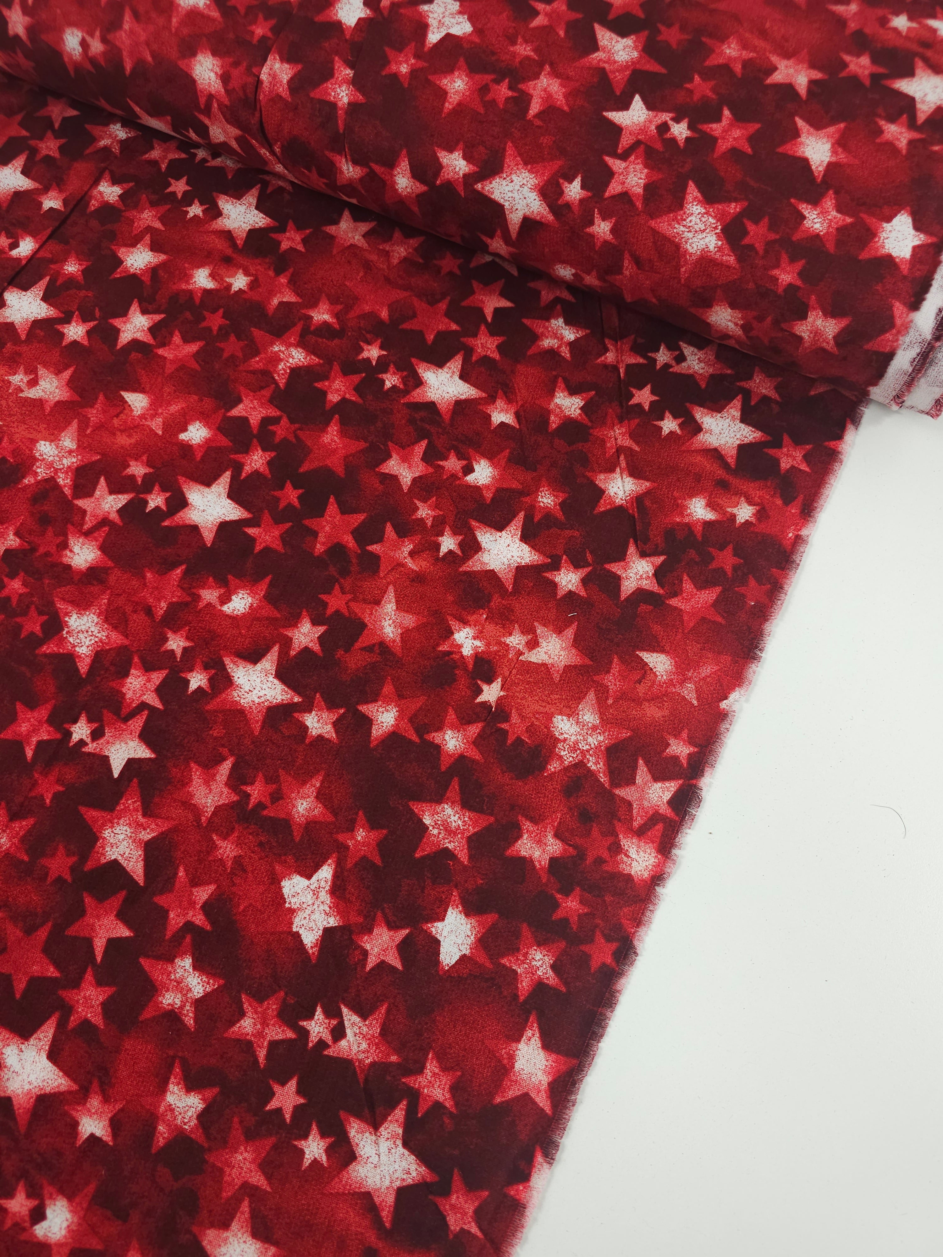 Deep Red Irregular Star 100% Cotton