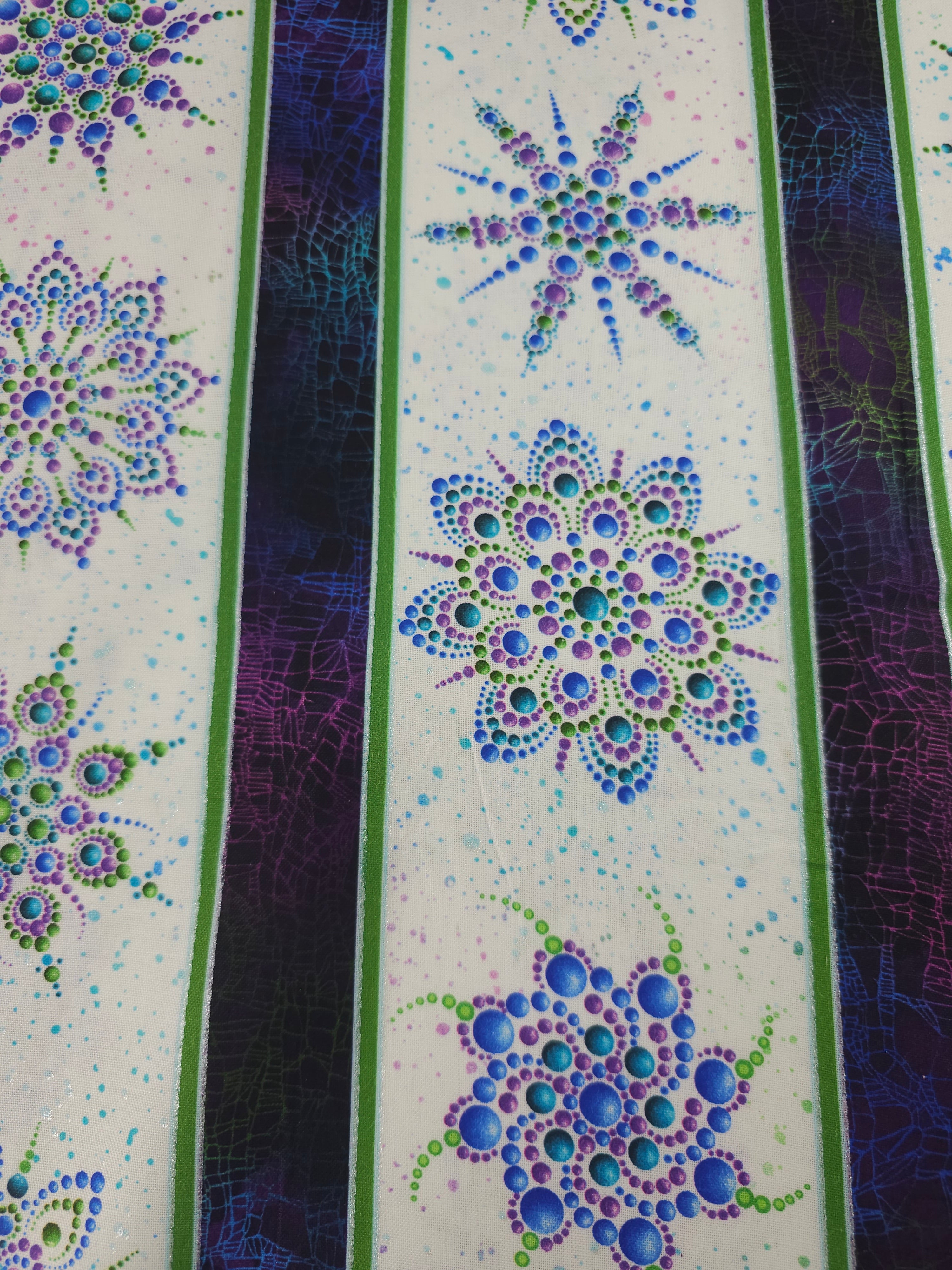 Mandala Snowflake Block Stripe 100% Cotton