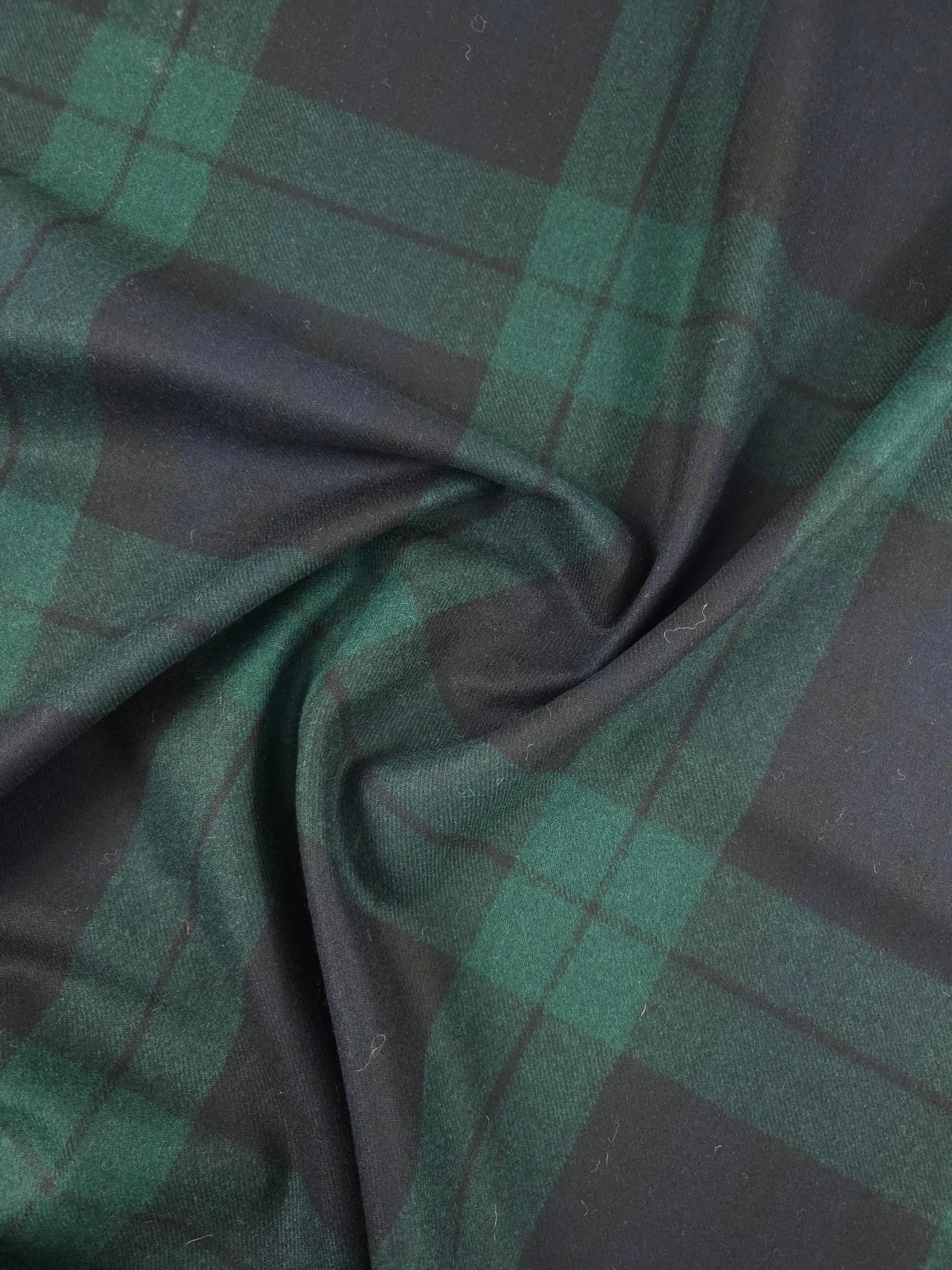 Green/Navy Tartan Mediumweight Soft 100% Wool *ABRAHAM MOON*