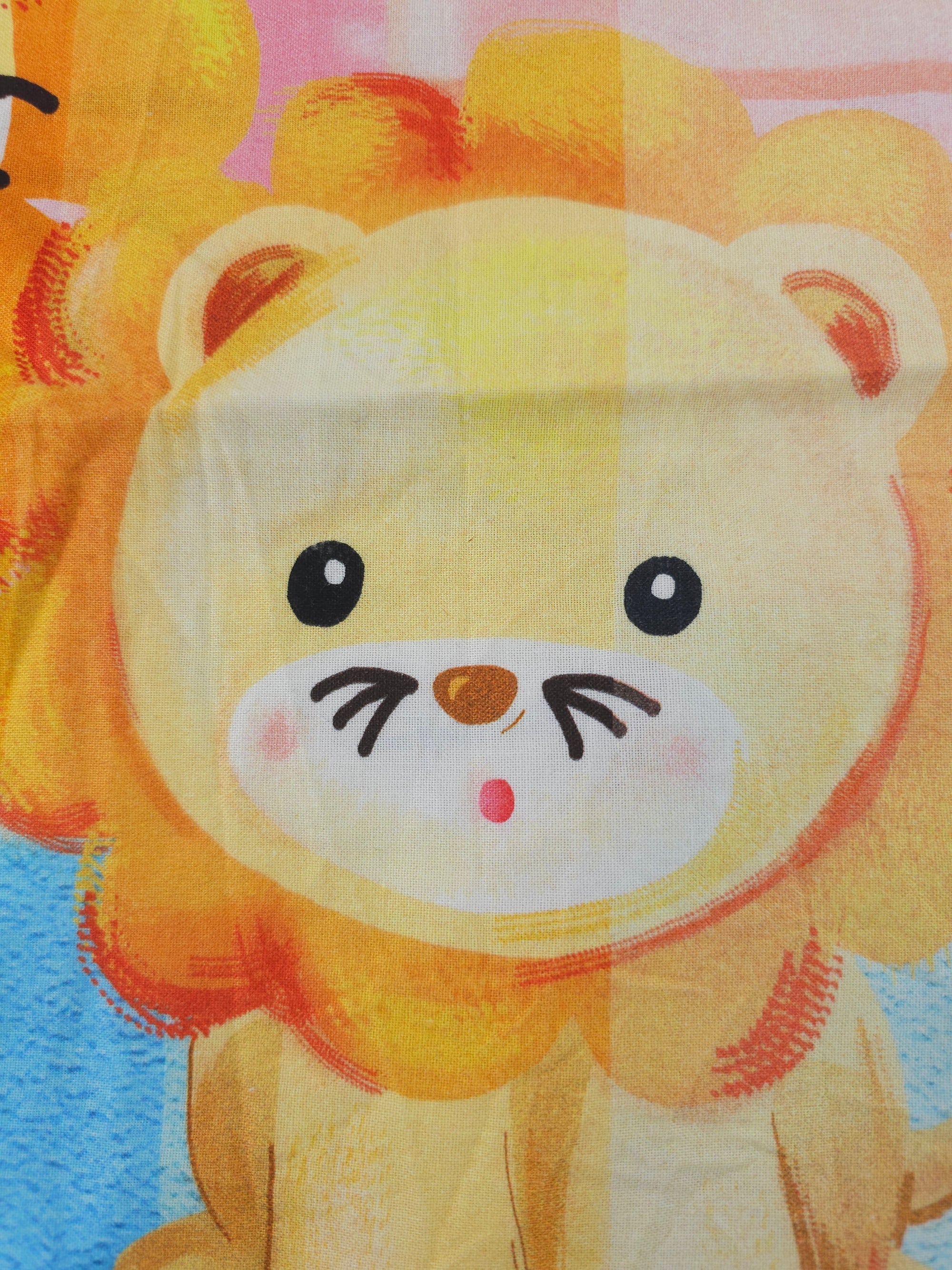 Smiley lion Cotton panel- 1.1m piece