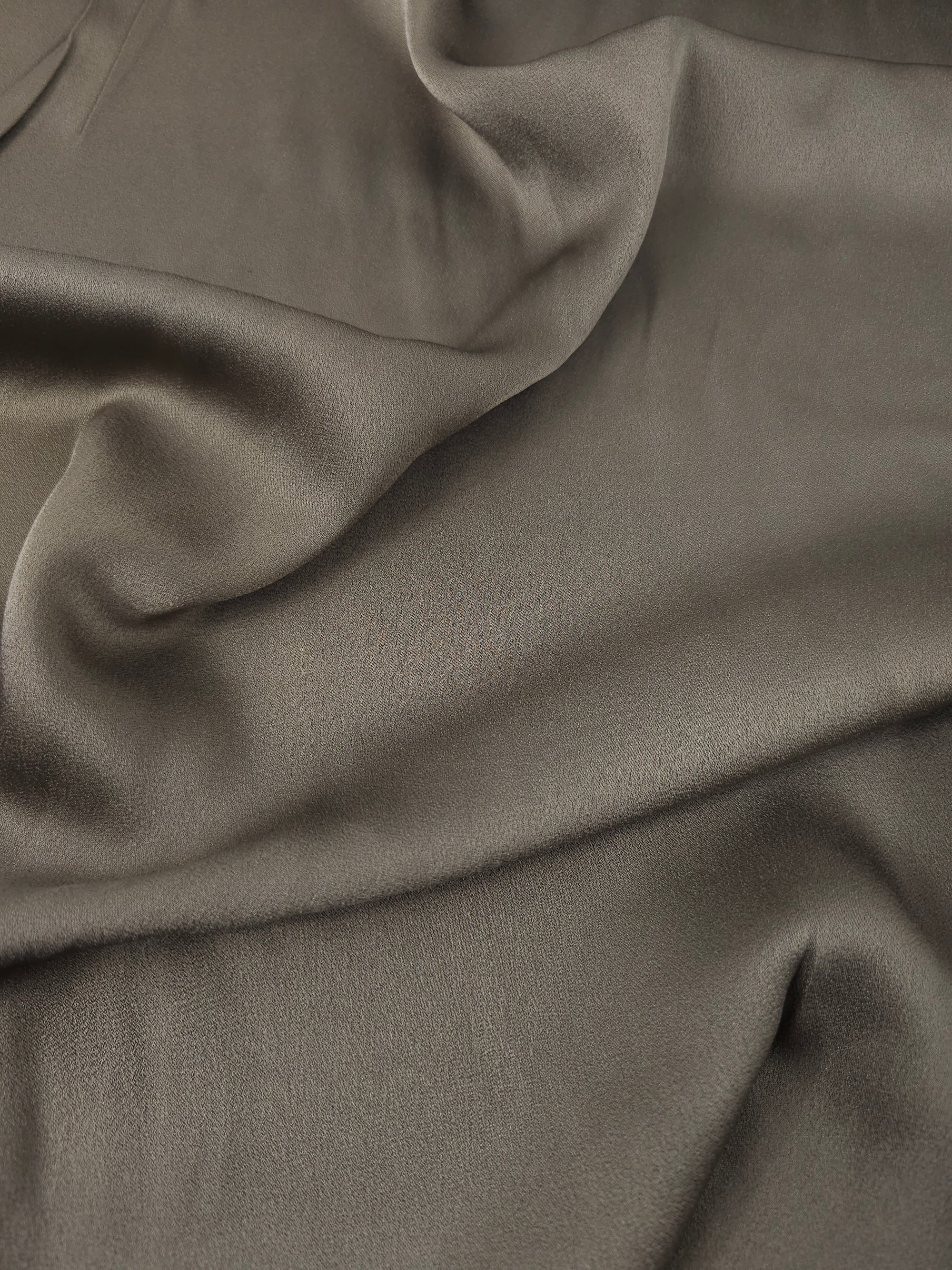Taupe Washed Crinkle Matte Satin