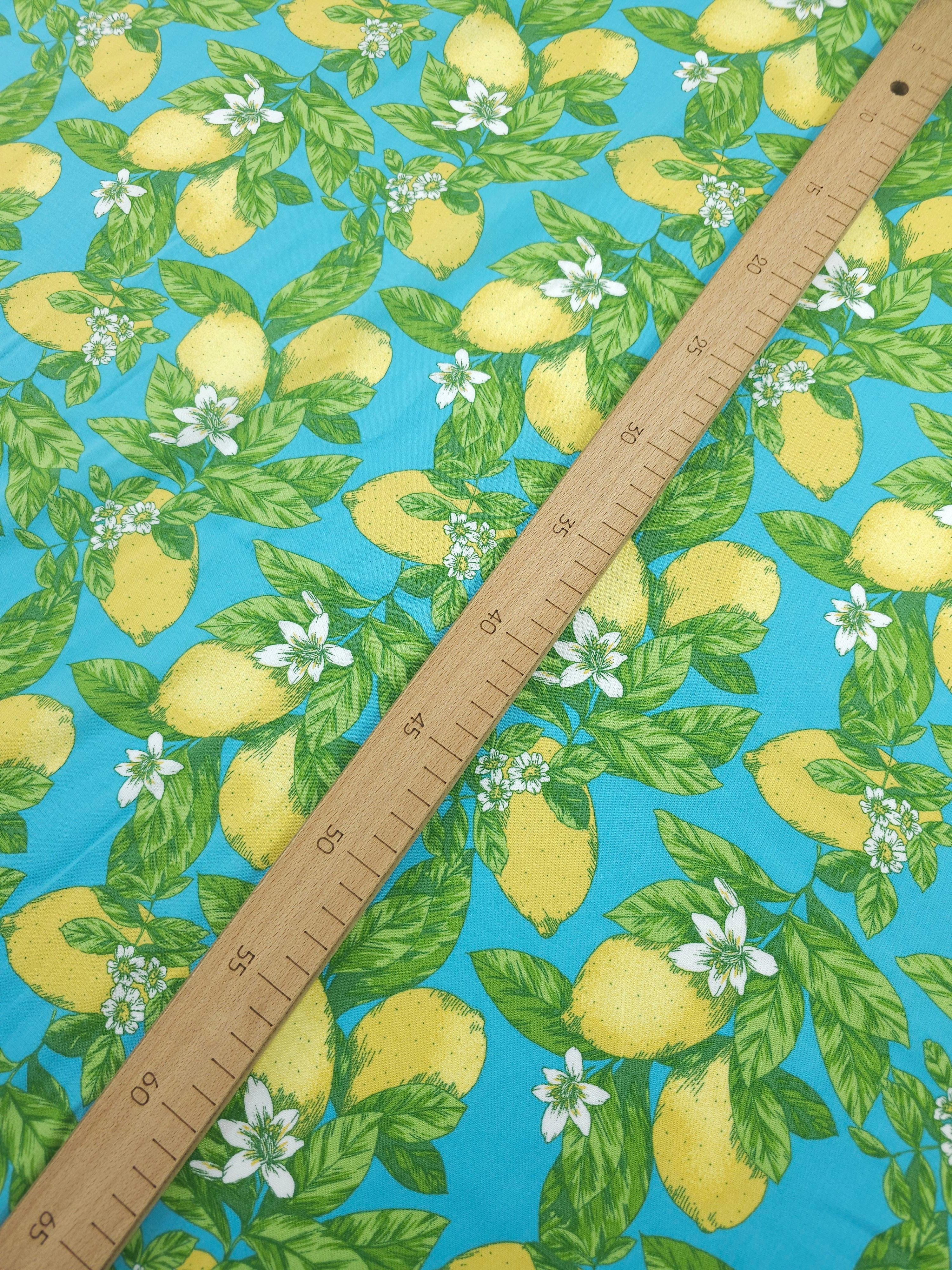 Blue Lemon Leaf Cotton Viscose