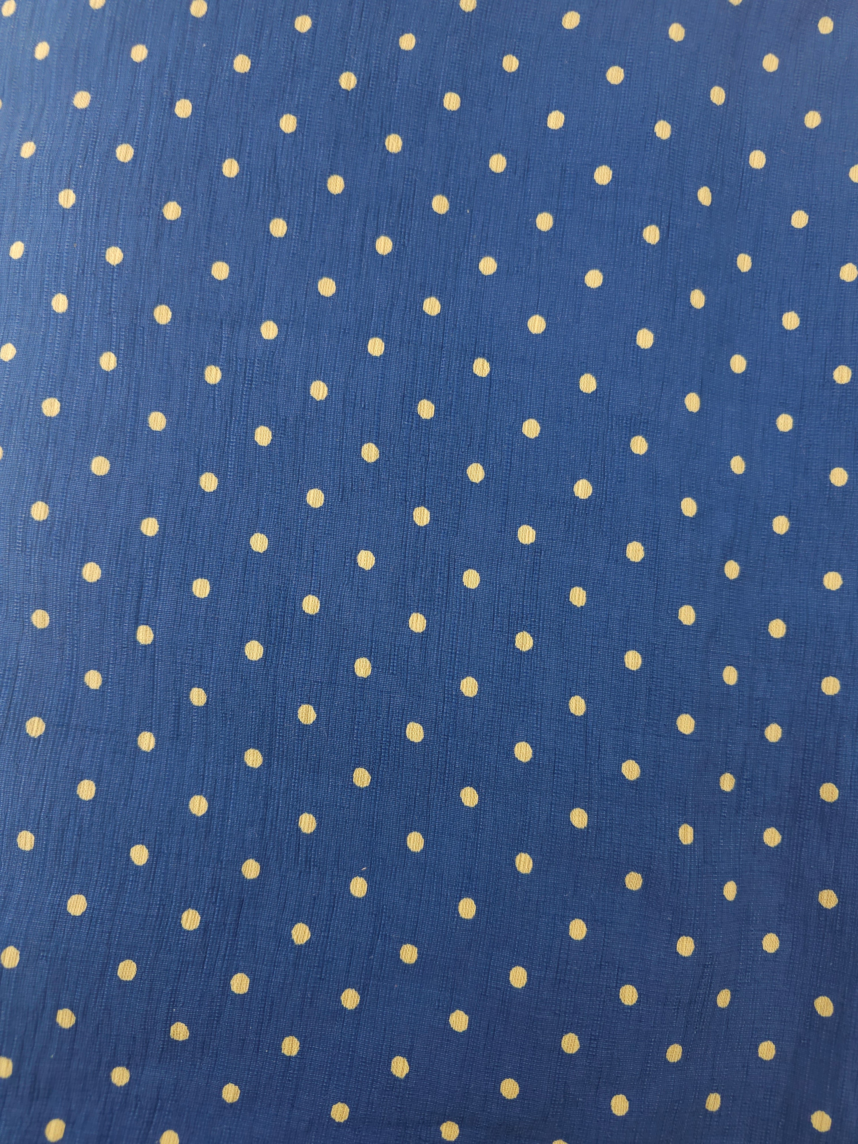 Navy yellow polka Viscose- 3m piece