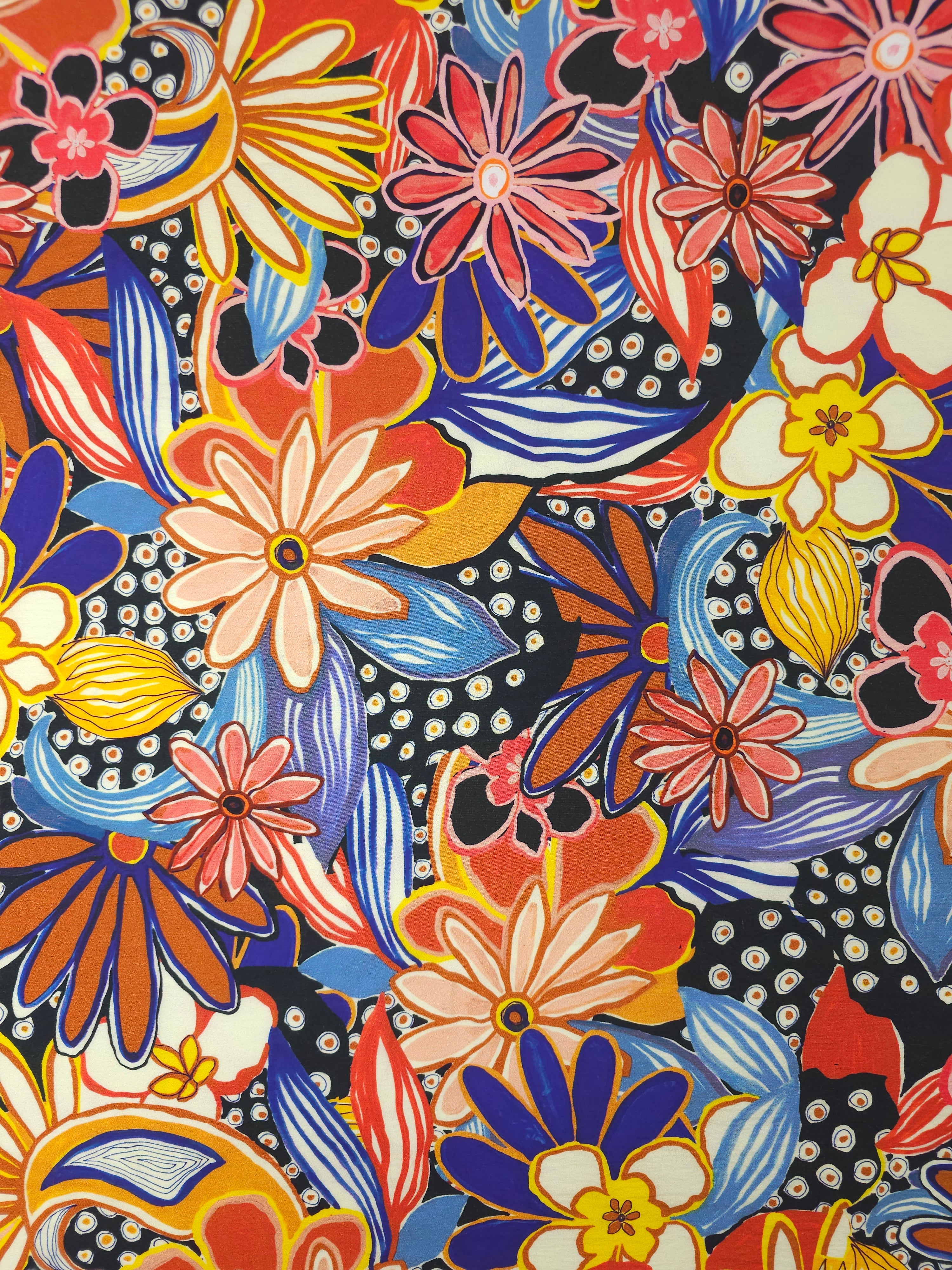 Retro Floral Modal Viscose