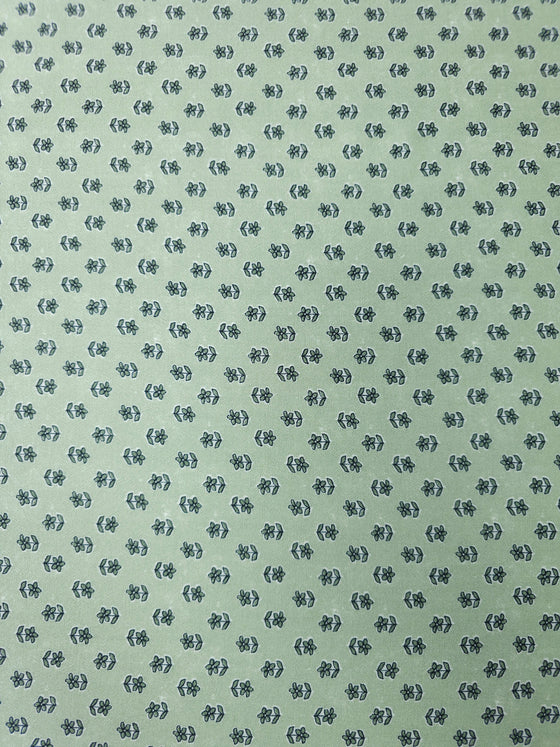 Pale Green Ditsy Floral Viscose Challis