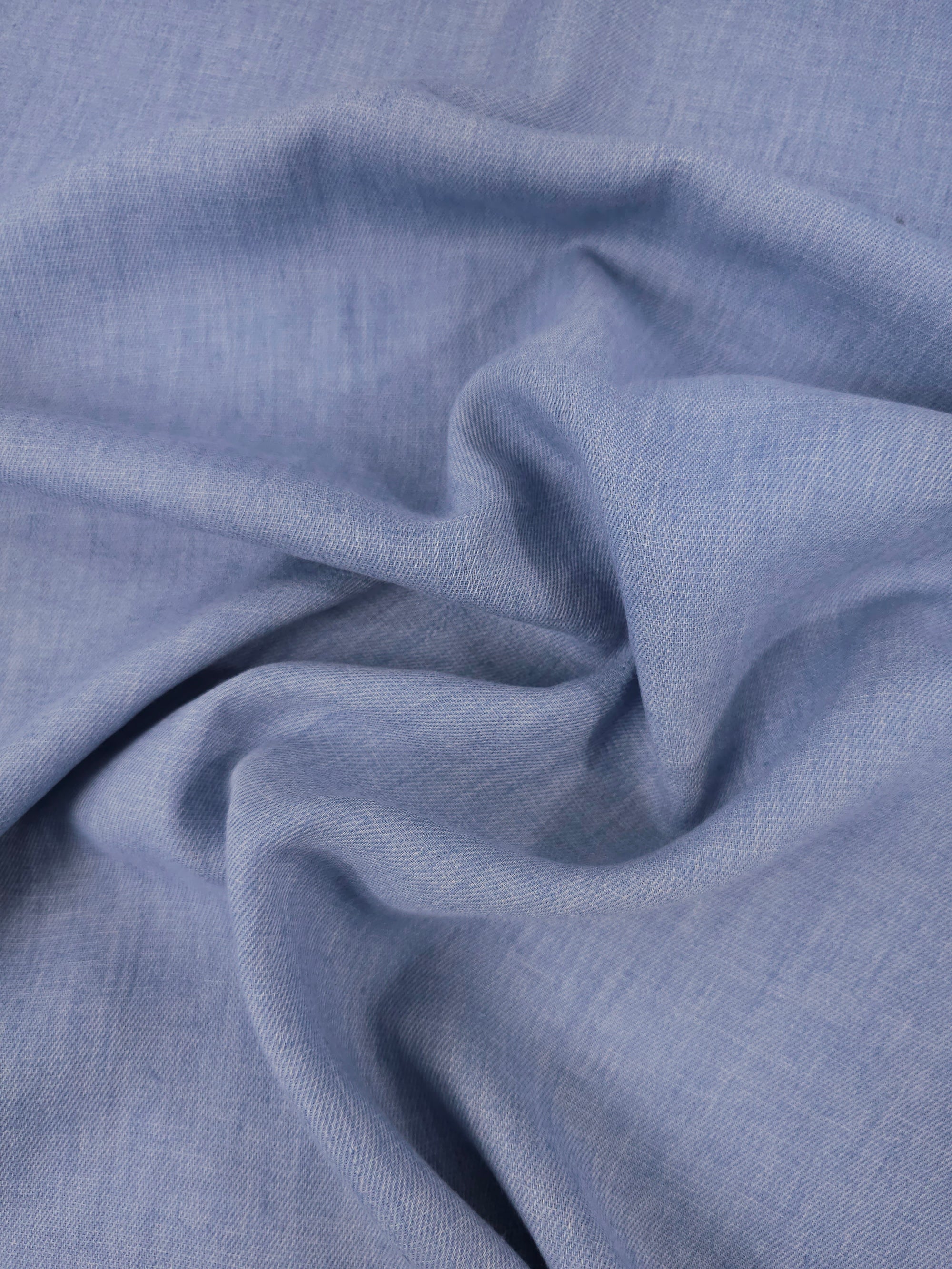 Dusky Blue Cotton Linen Denim