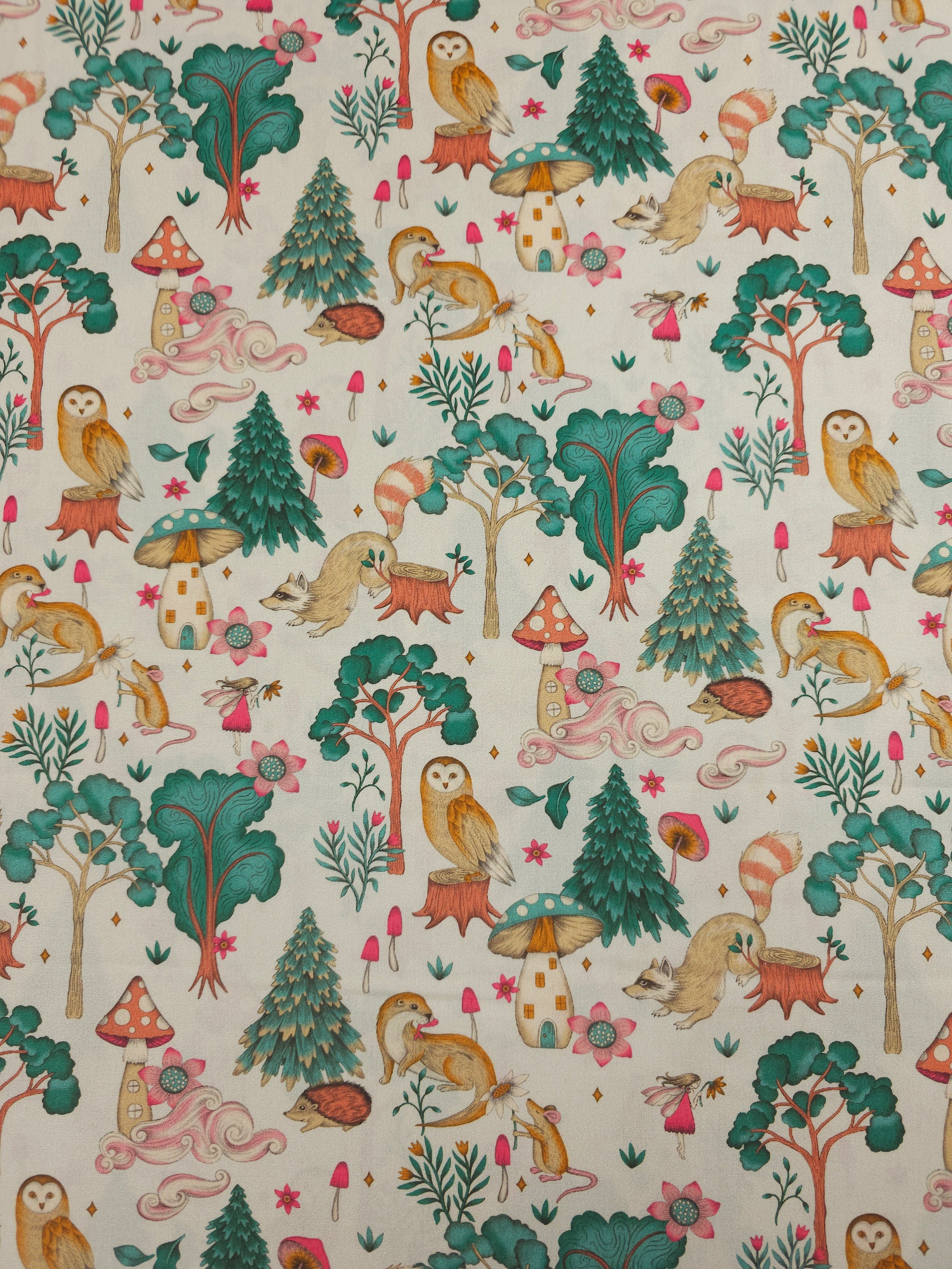 Christmas Tree Animal Forest 100% Cotton 60"