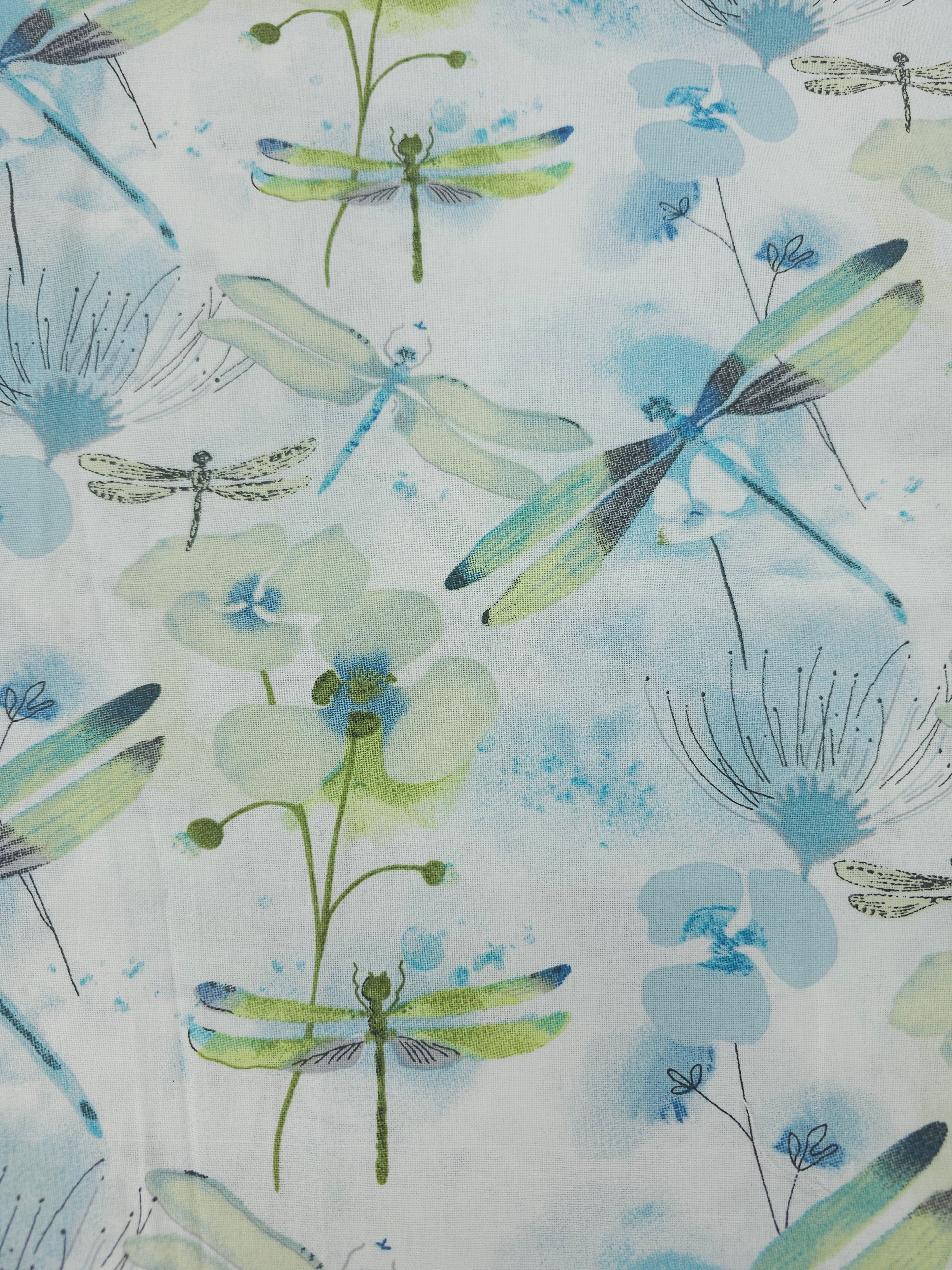 Teal dragonfly Cotton- 1.6m piece