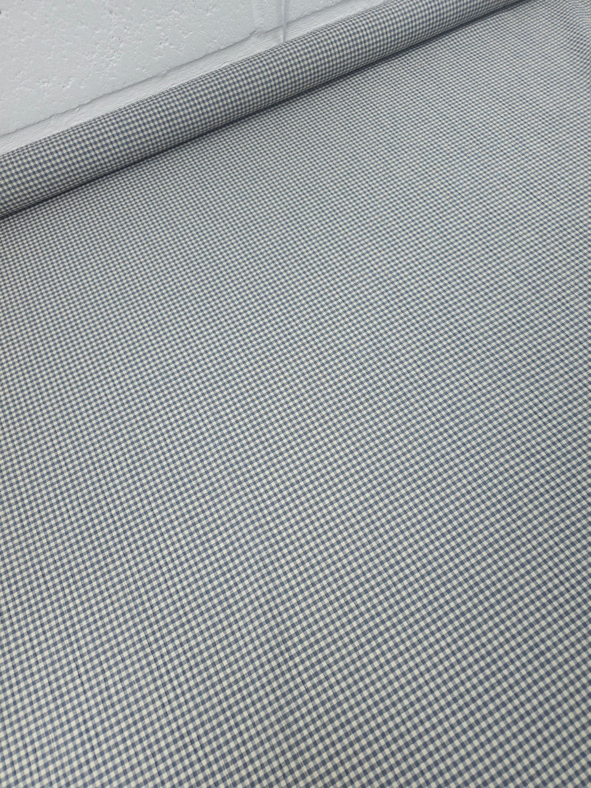 Grey/Cream Mini Gingham Crinkle Poly Cotton