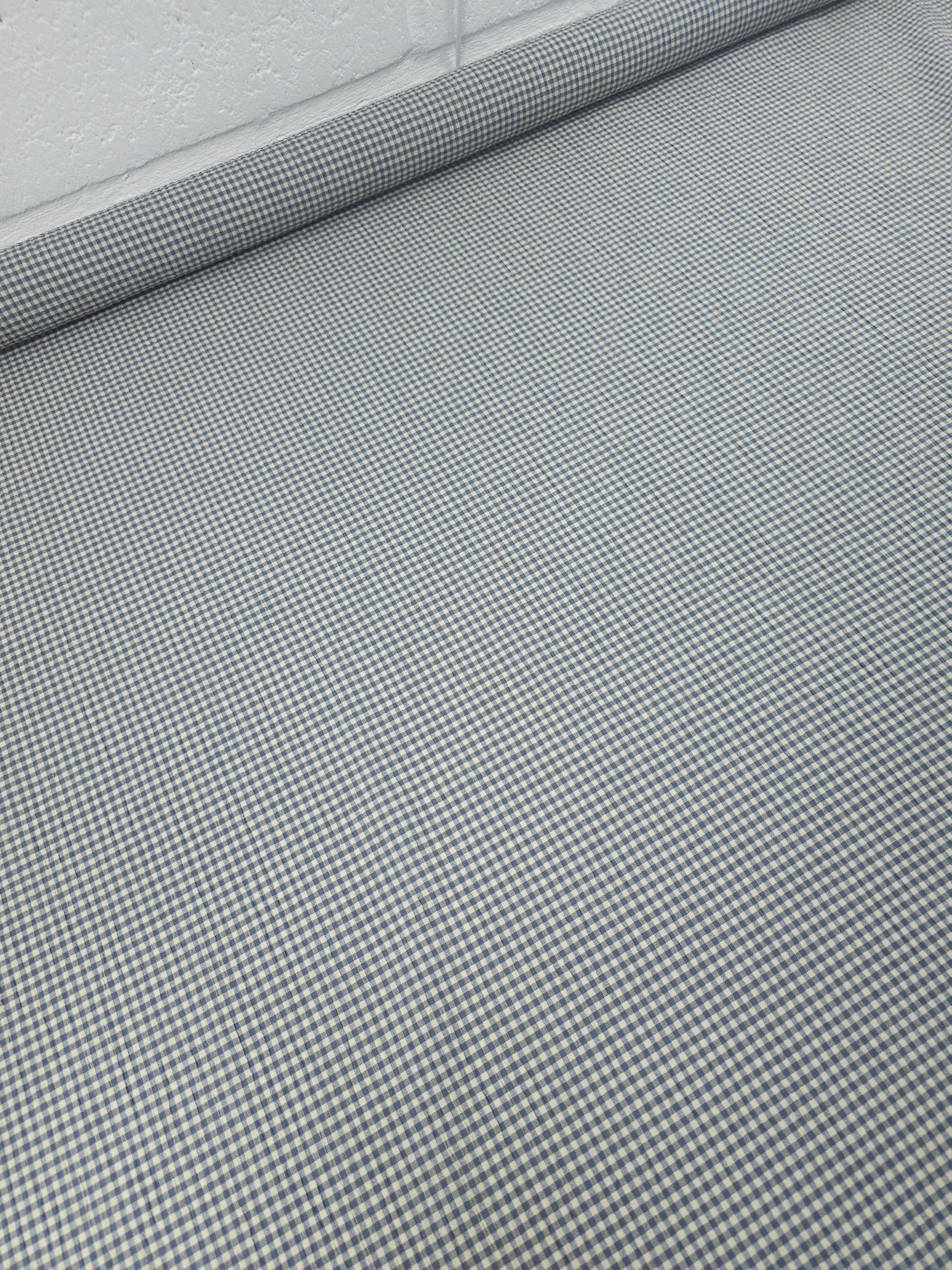 Grey/Cream Mini Gingham Crinkle Poly Cotton