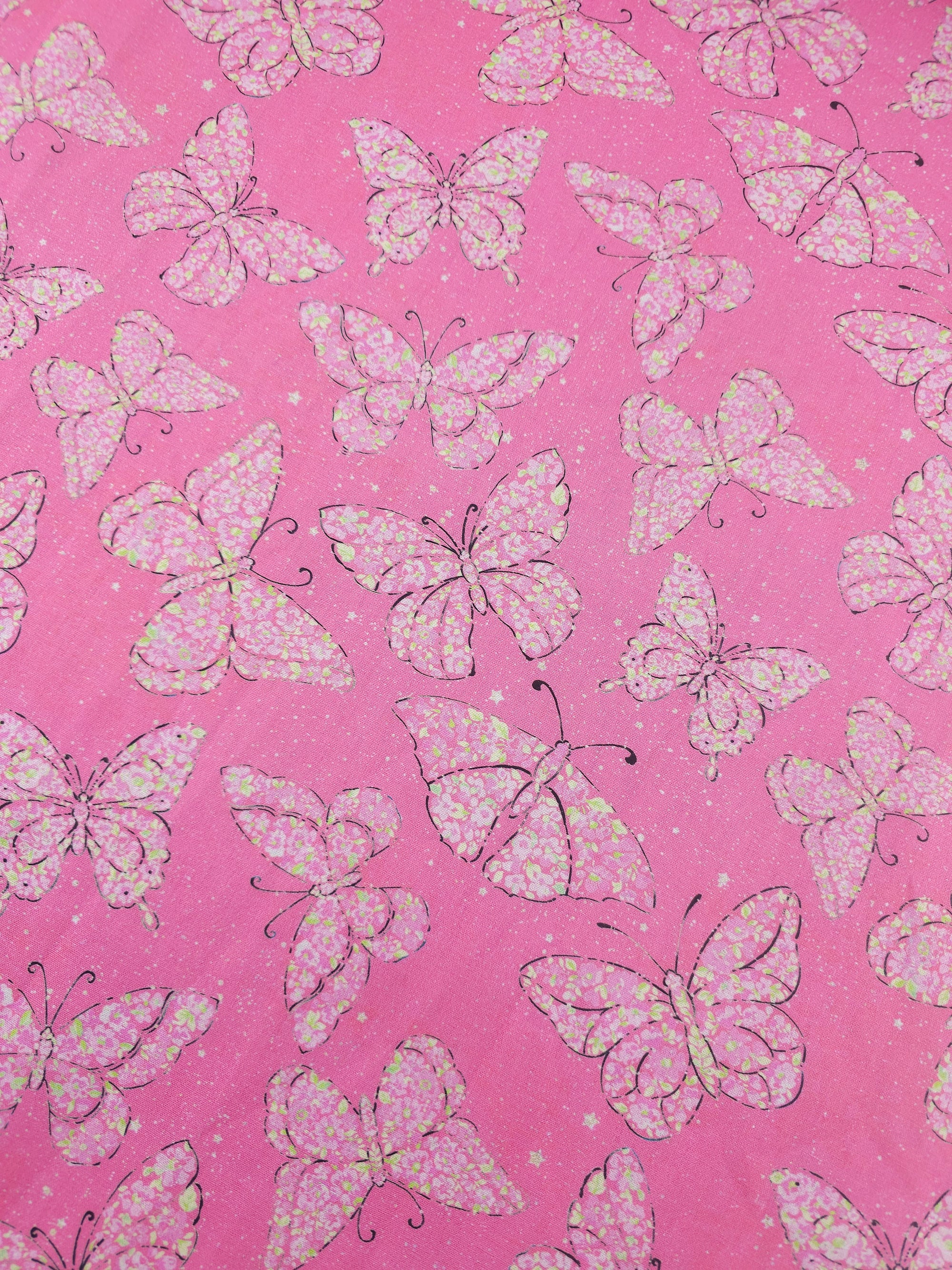 Pink Floating Butterflies 100% Cotton