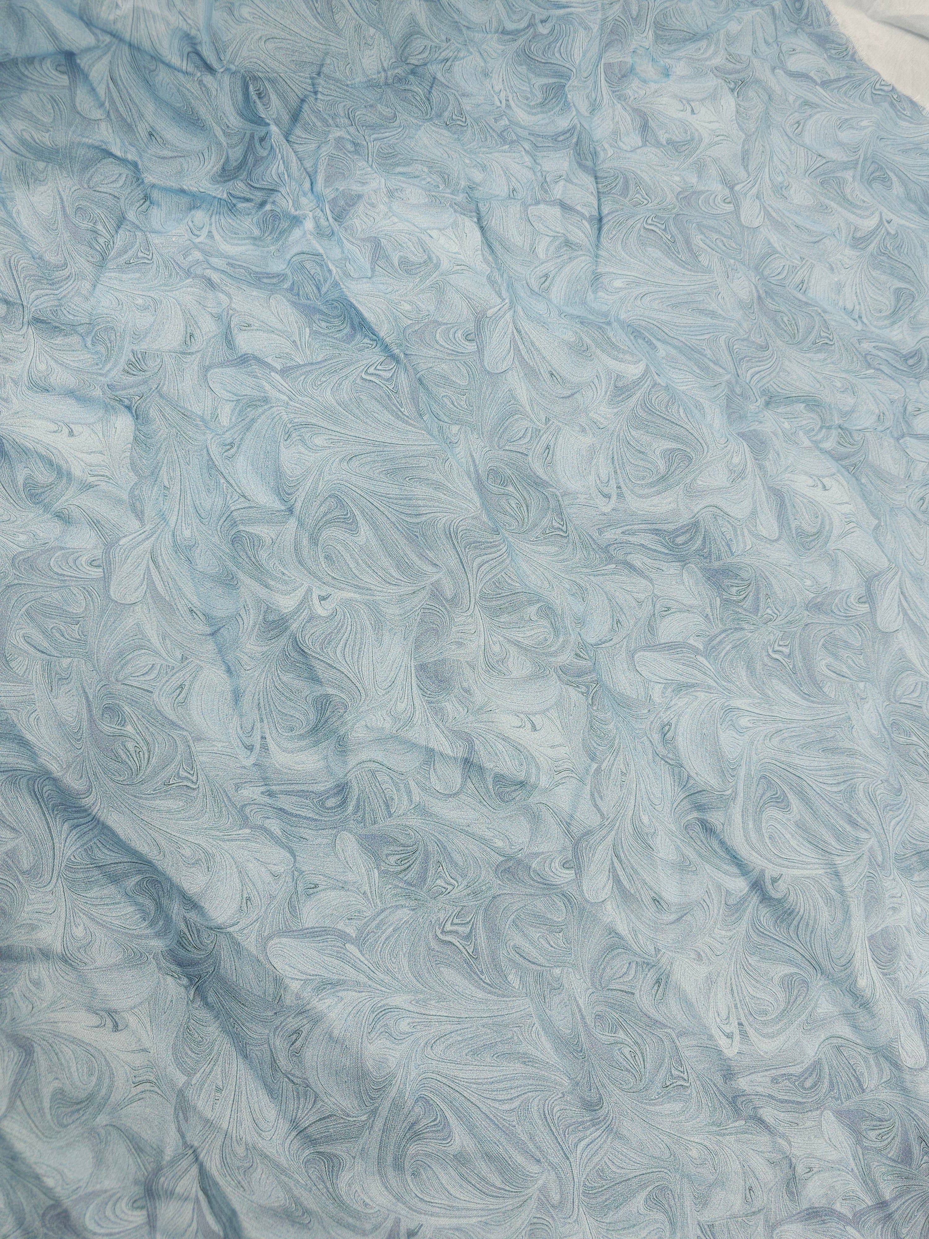 Light blue grey swirl Cotton- 1.6m piece