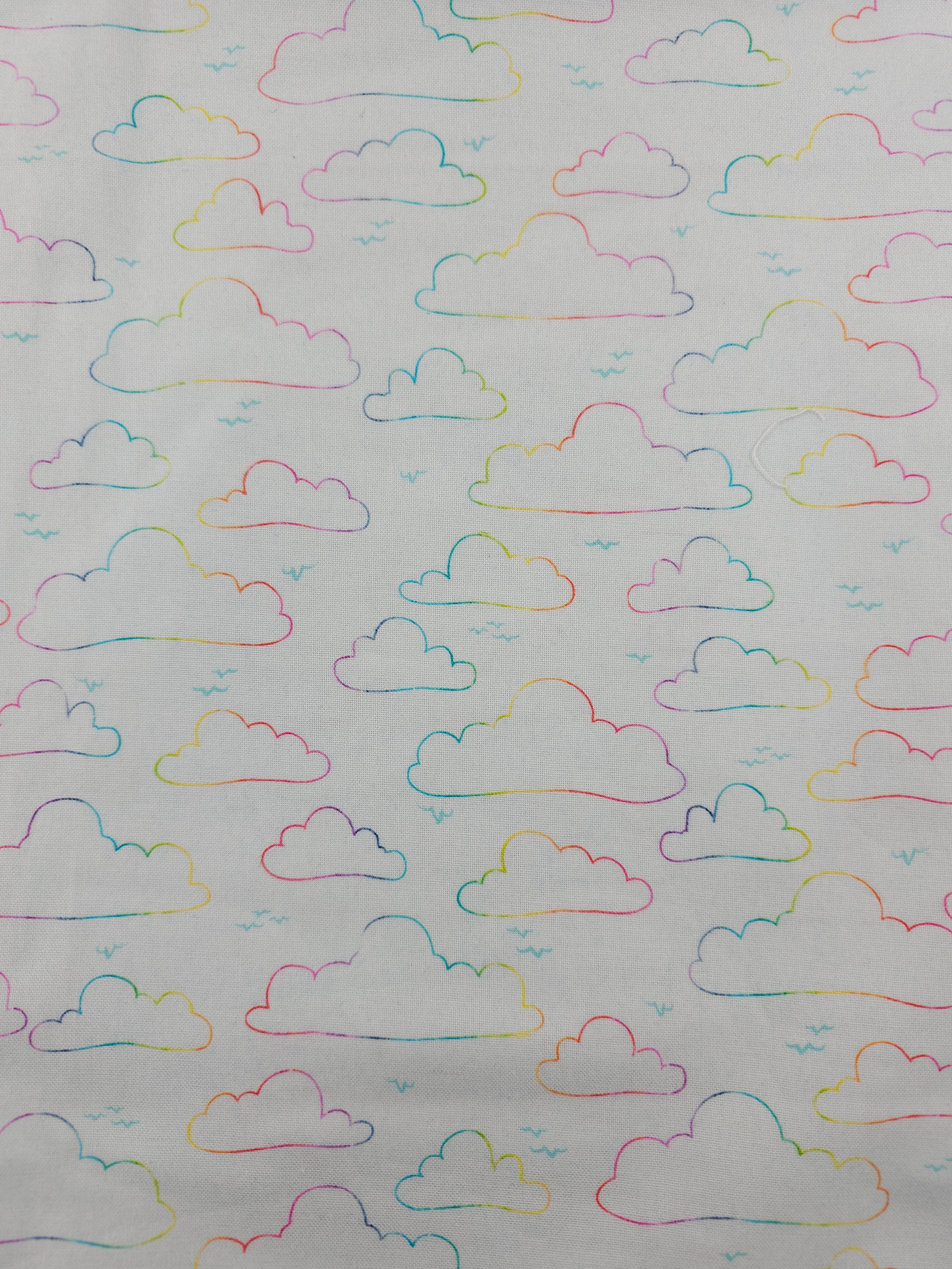 Light blue rainbow clouds Cotton- 1m piece