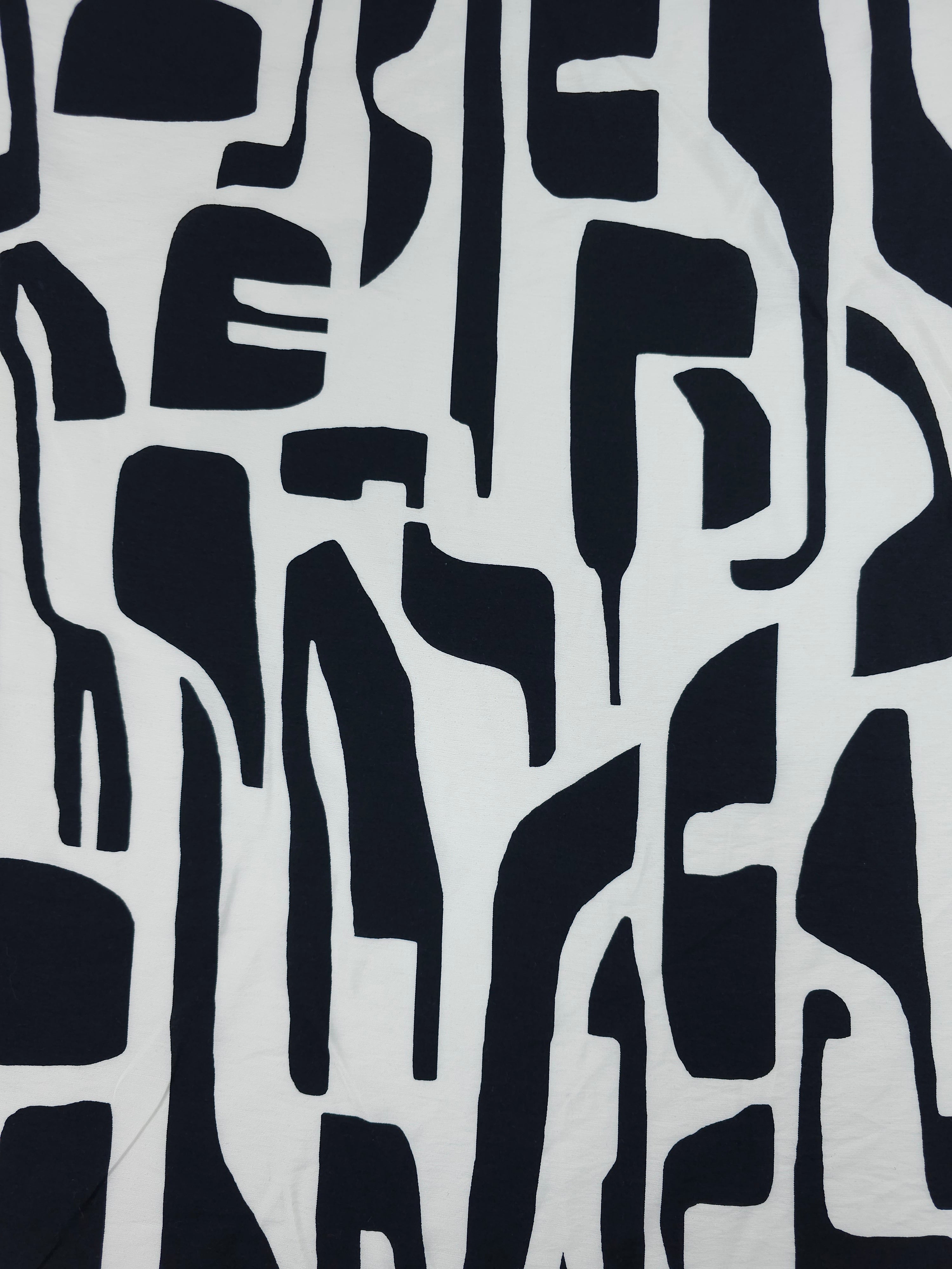 Black/White Abstract Boho Shapes Modal Viscose