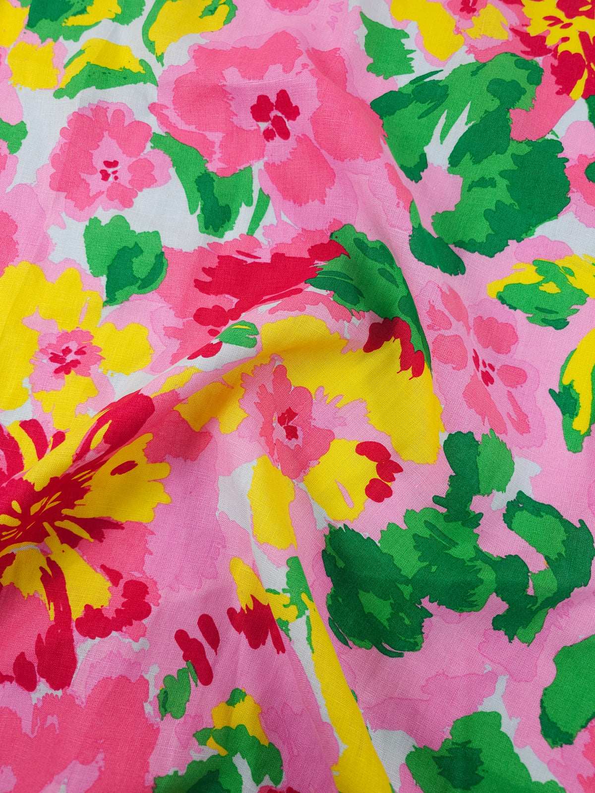Pink/Yellow Floral Burst Linen