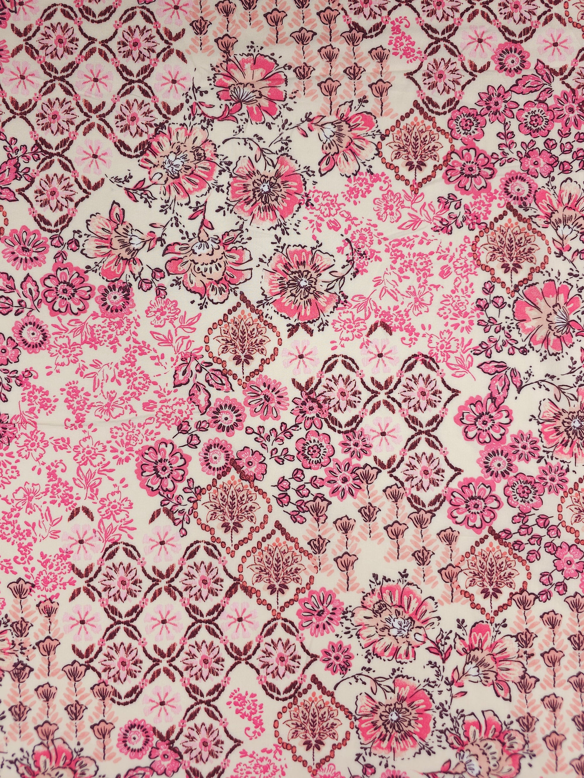 Pink/Peach Retro Wonderfloral Party Viscose Challis