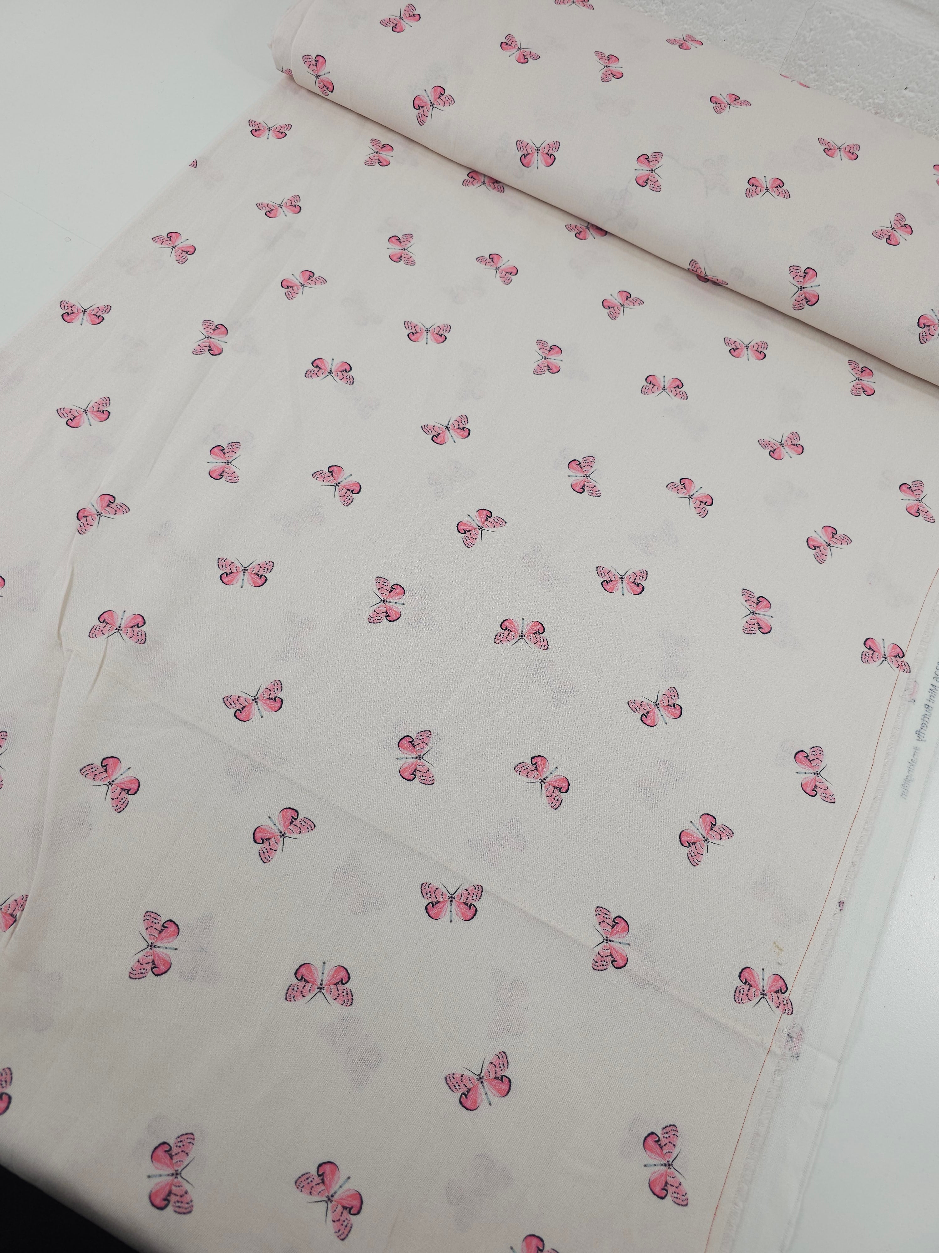 Pale Pink Butterflies 100% Cotton - Michael Miller