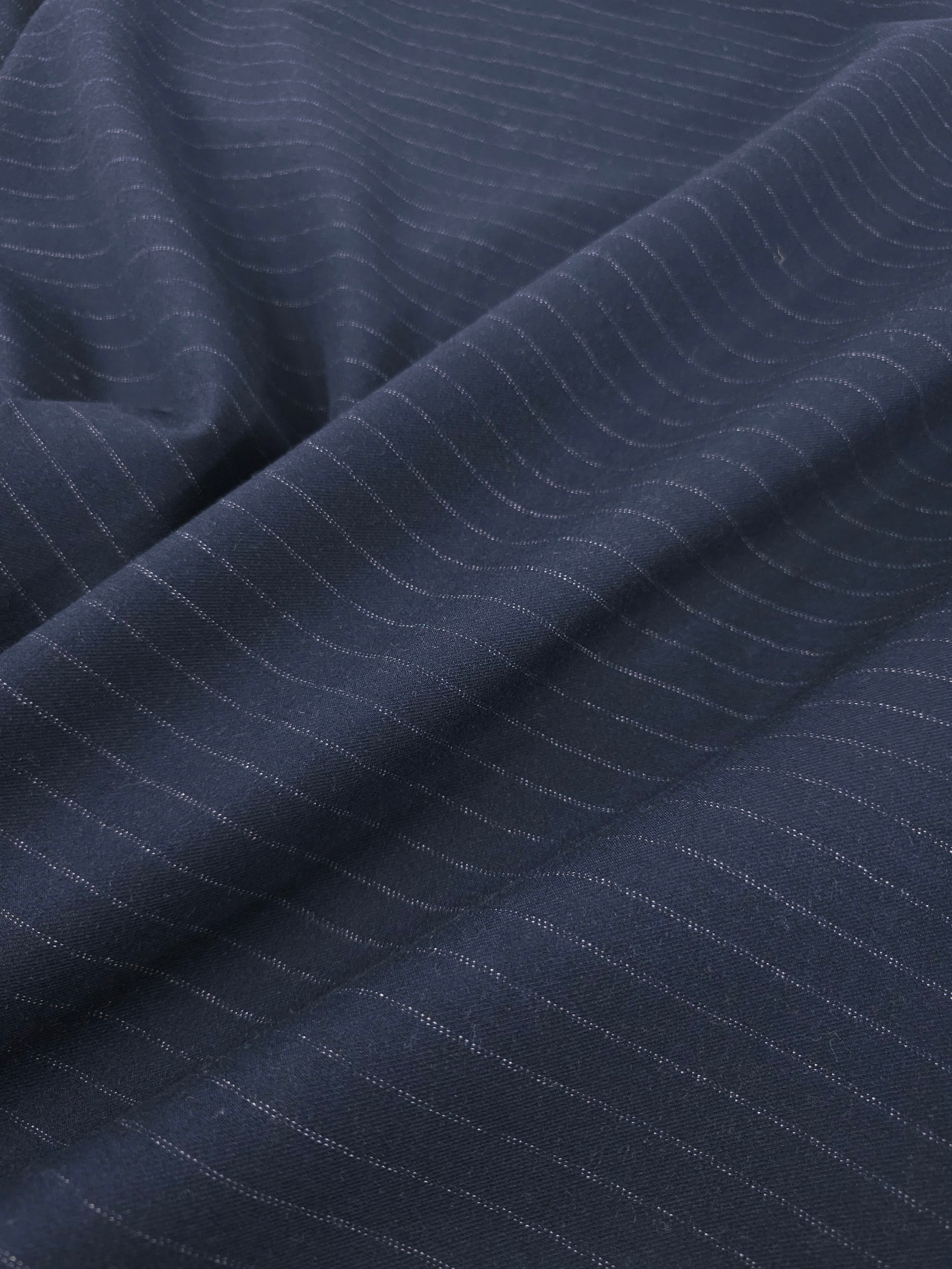 Dark Navy Stripe Viscose Suiting