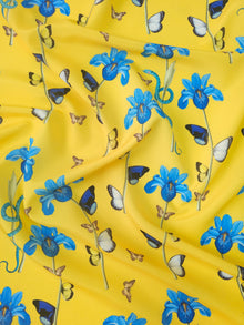  Yellow Butterfly Floral Poly Crepe
