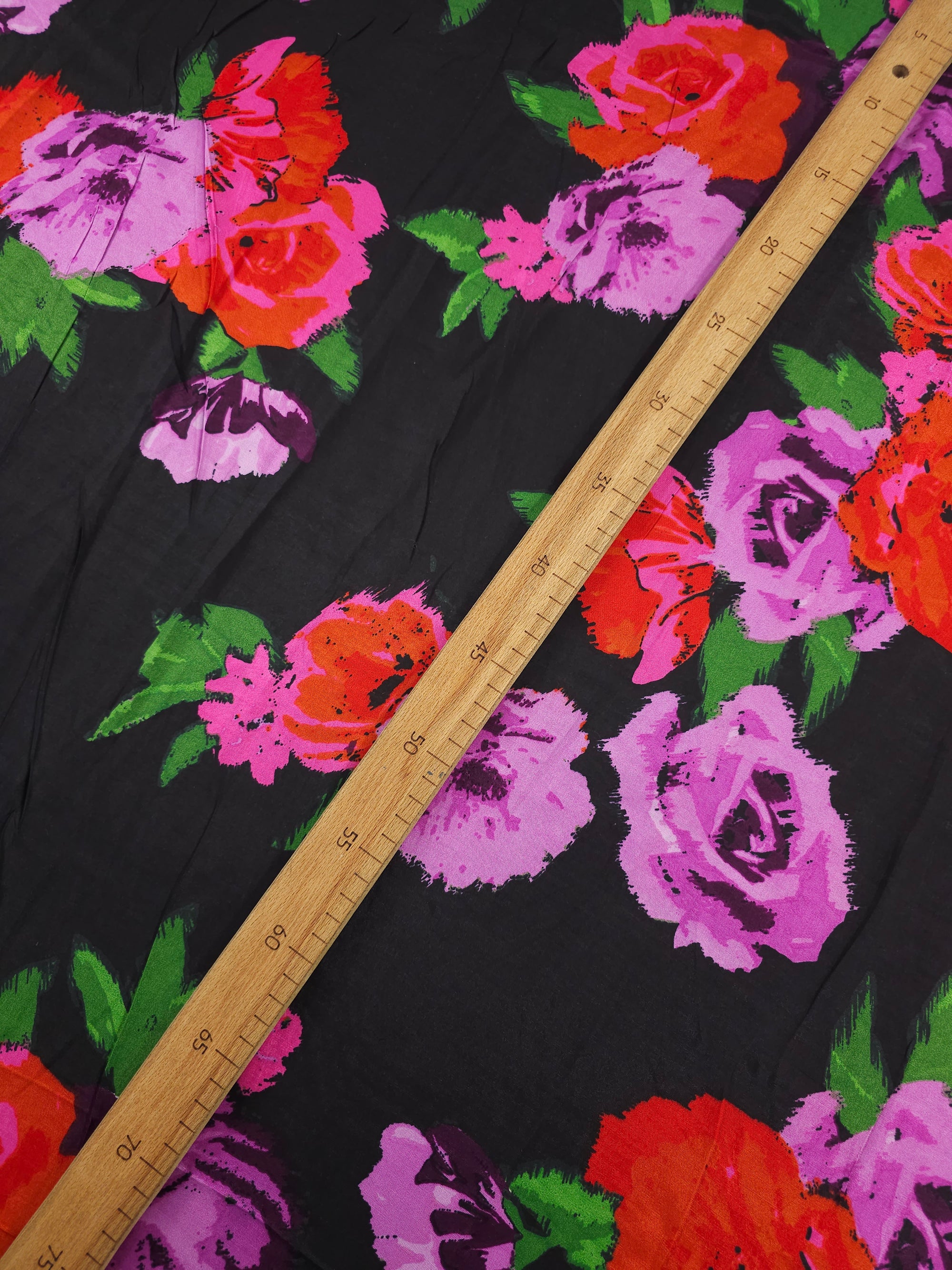 Purple/Red Static Rose Florina Viscose Satin