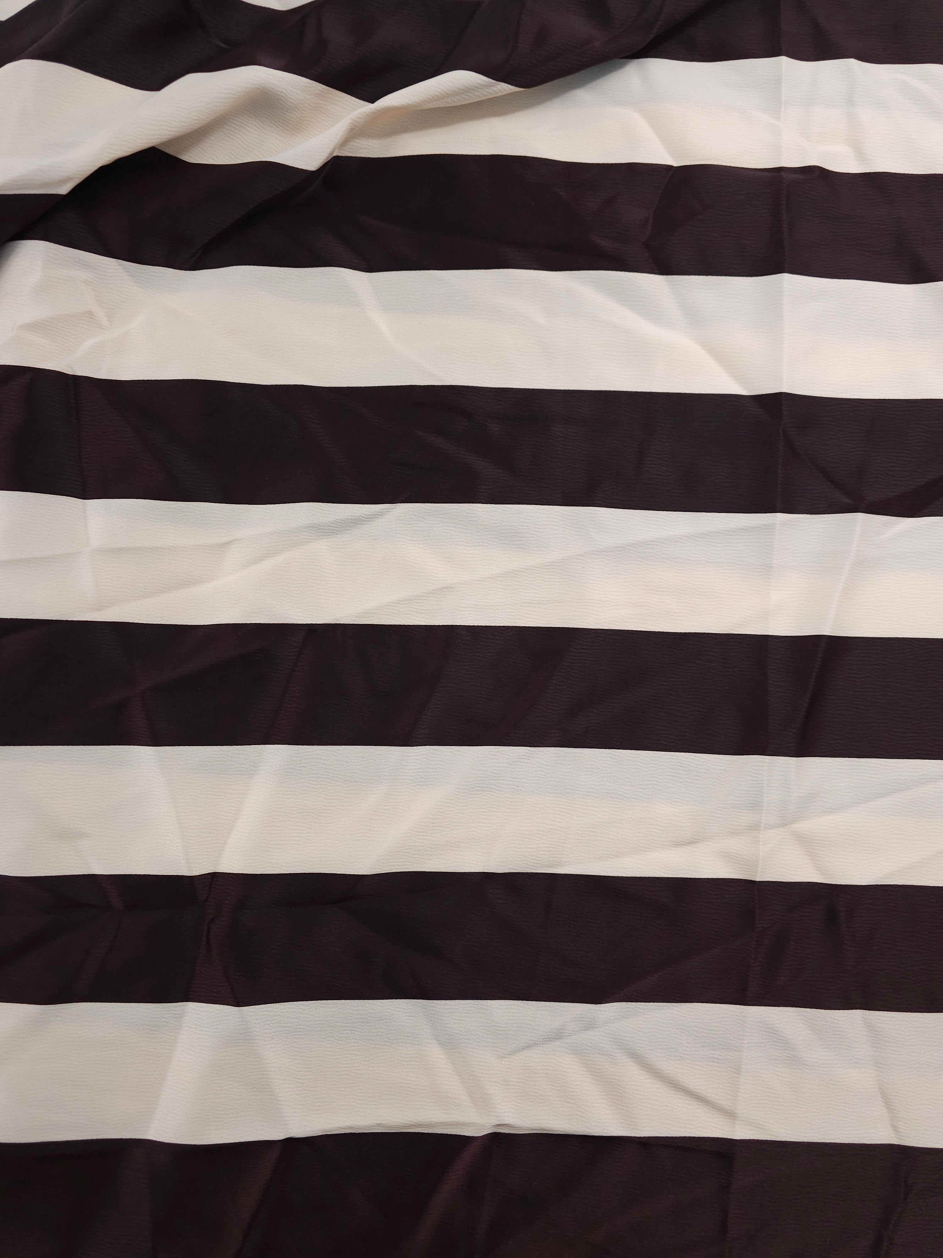 Brown/Cream Stripe Viscose Satin - (Various Sizes)