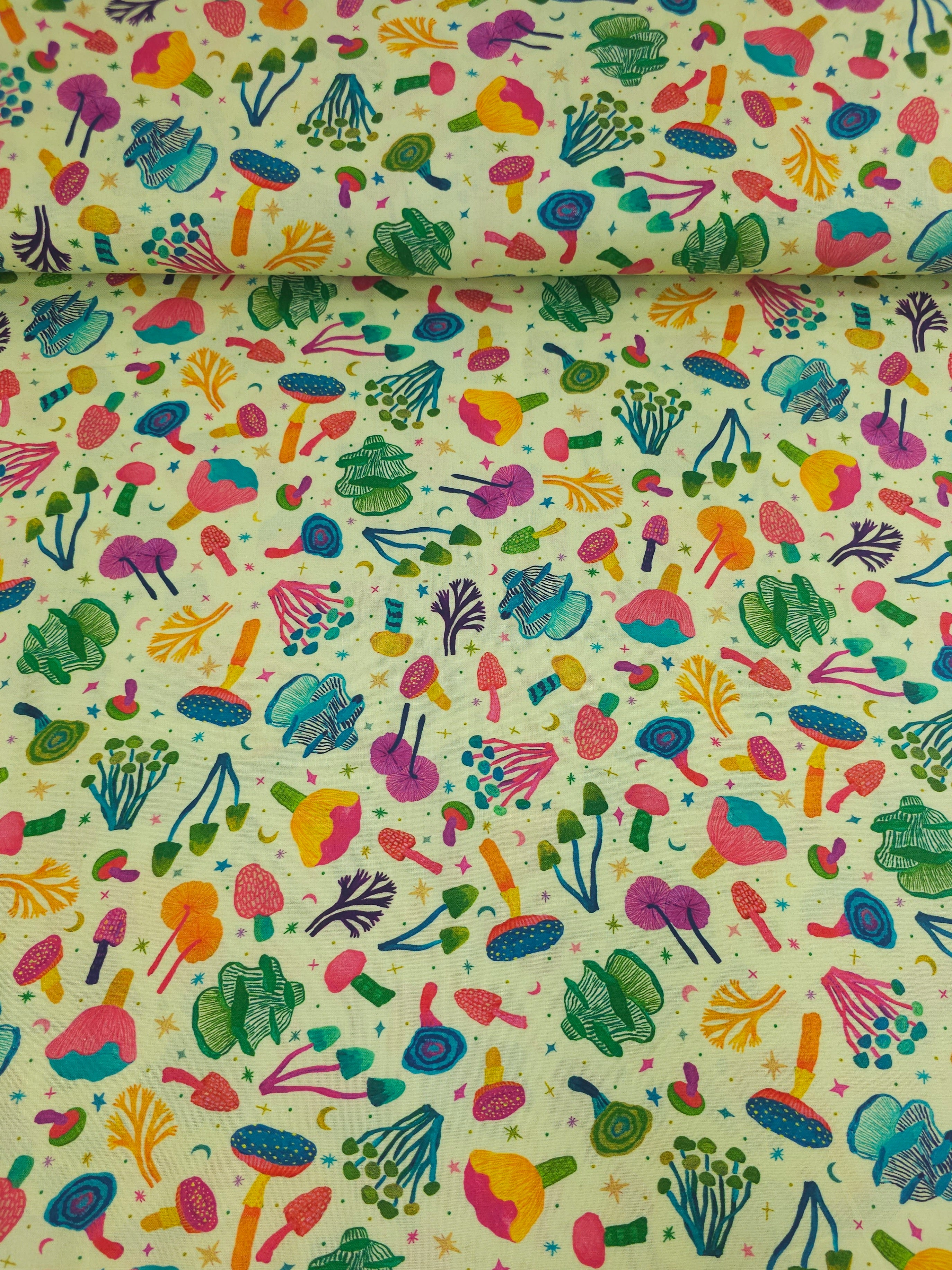 Starry Psychedelic Mushroom 100% Cotton - Robert Kaufman