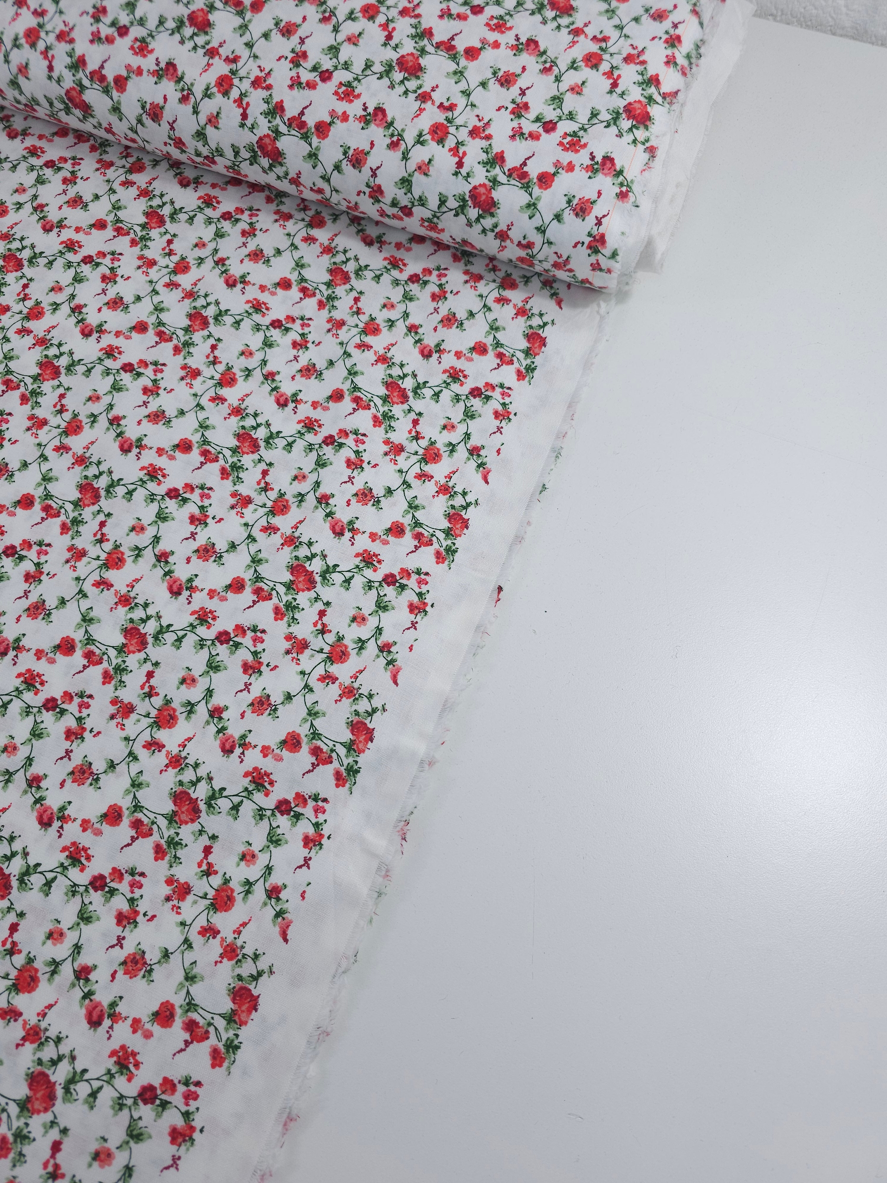 Red Ditsy Floral Twine 100% Cotton