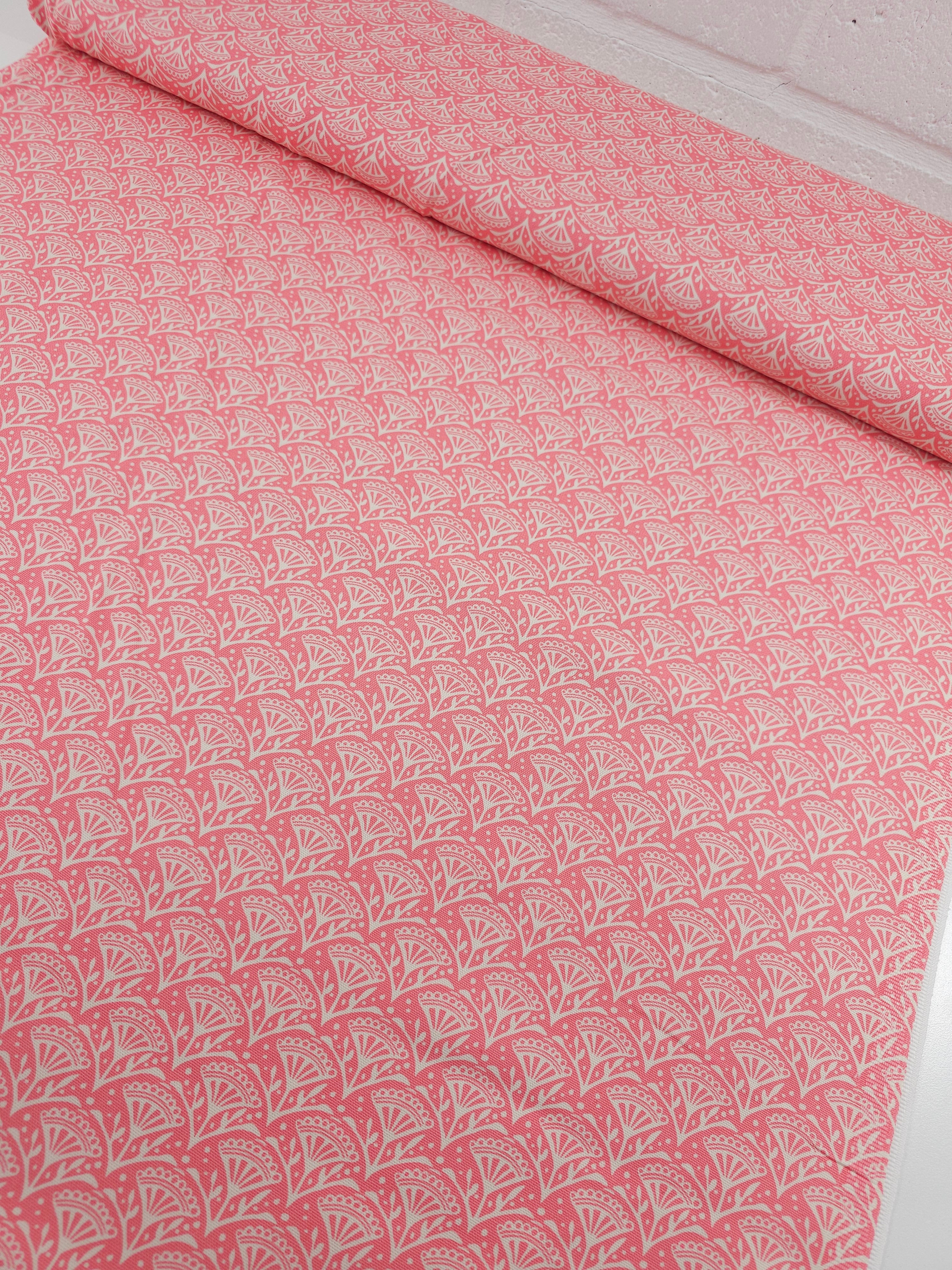 Candy Pink Petal Scallop Lightweight Canvas Cotton