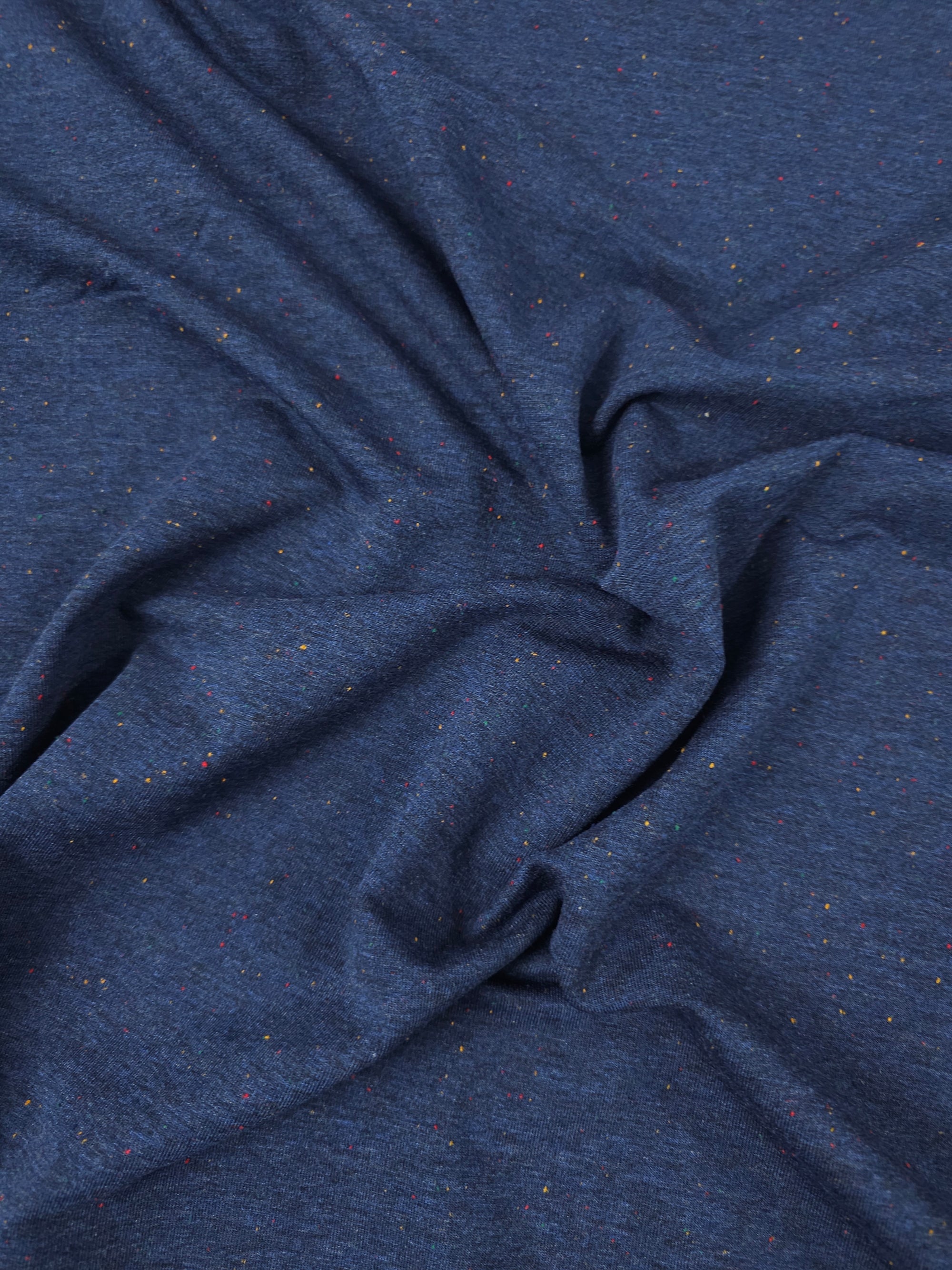 Navy Marl Multicolour Speckle Loopback Jersey Crepe
