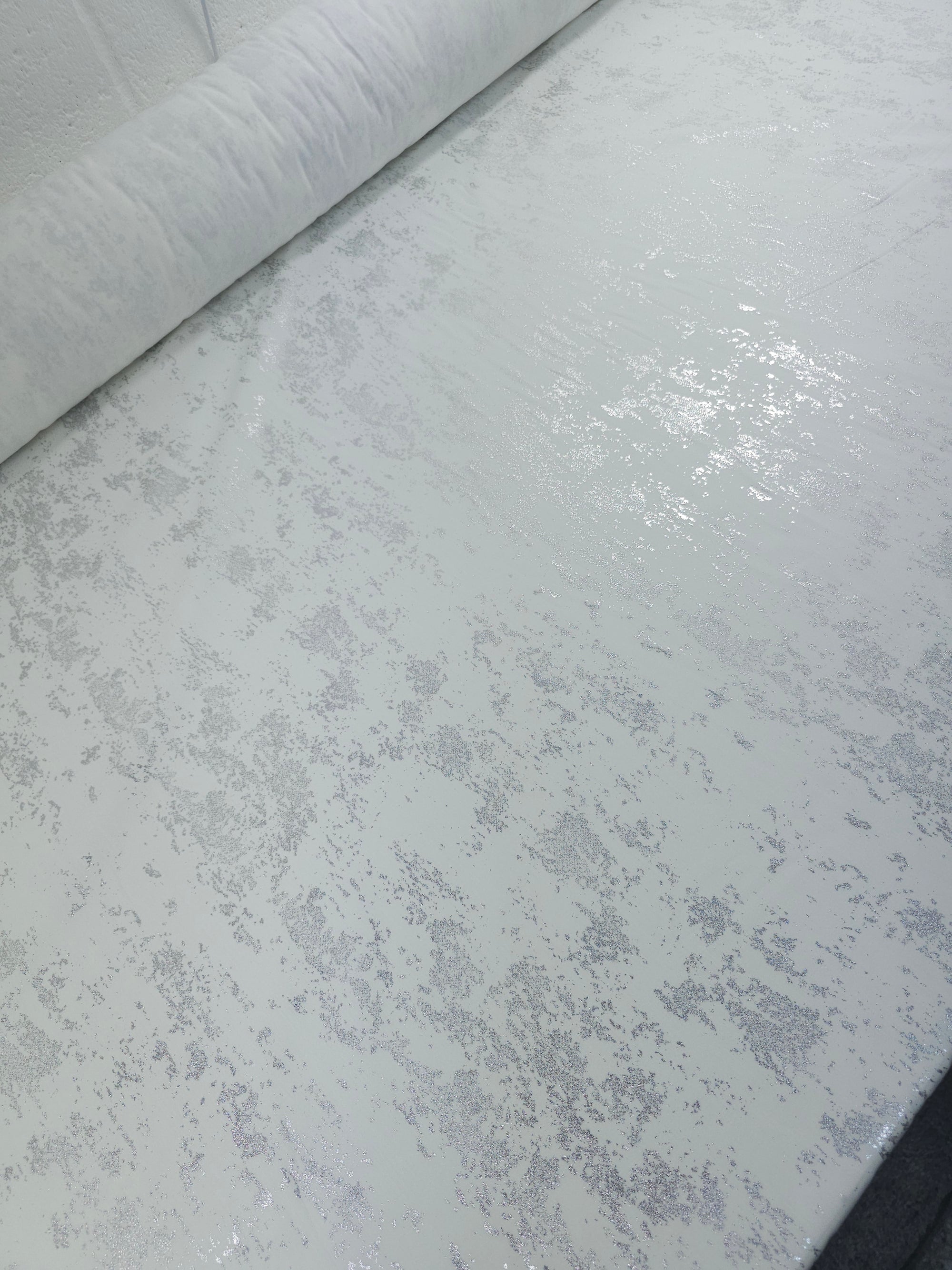 White/Silver Foil Static Cotton Poplin