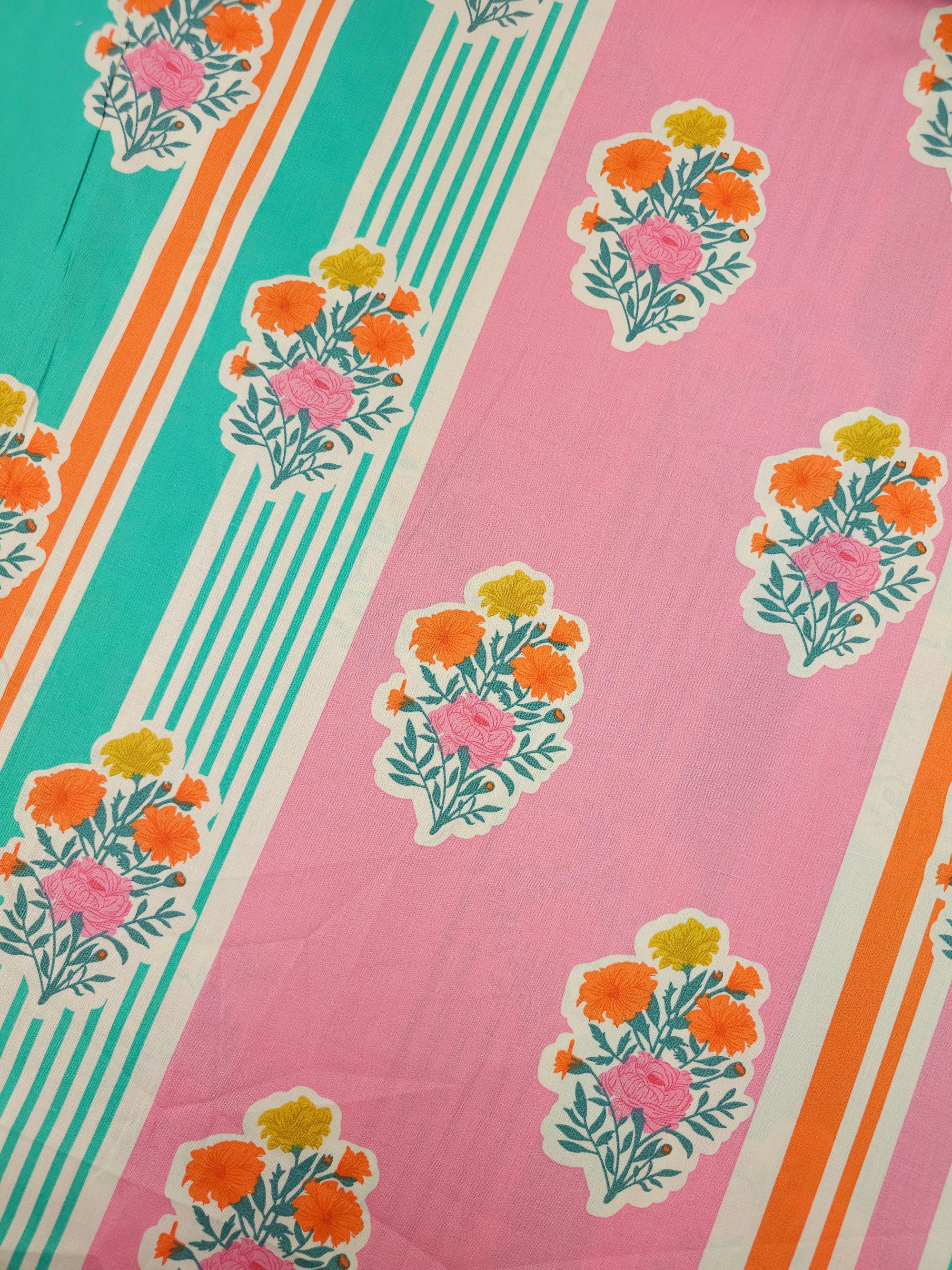 Whimsley Floral Stripe 100% Cotton 98" *EXTRA WIDE*