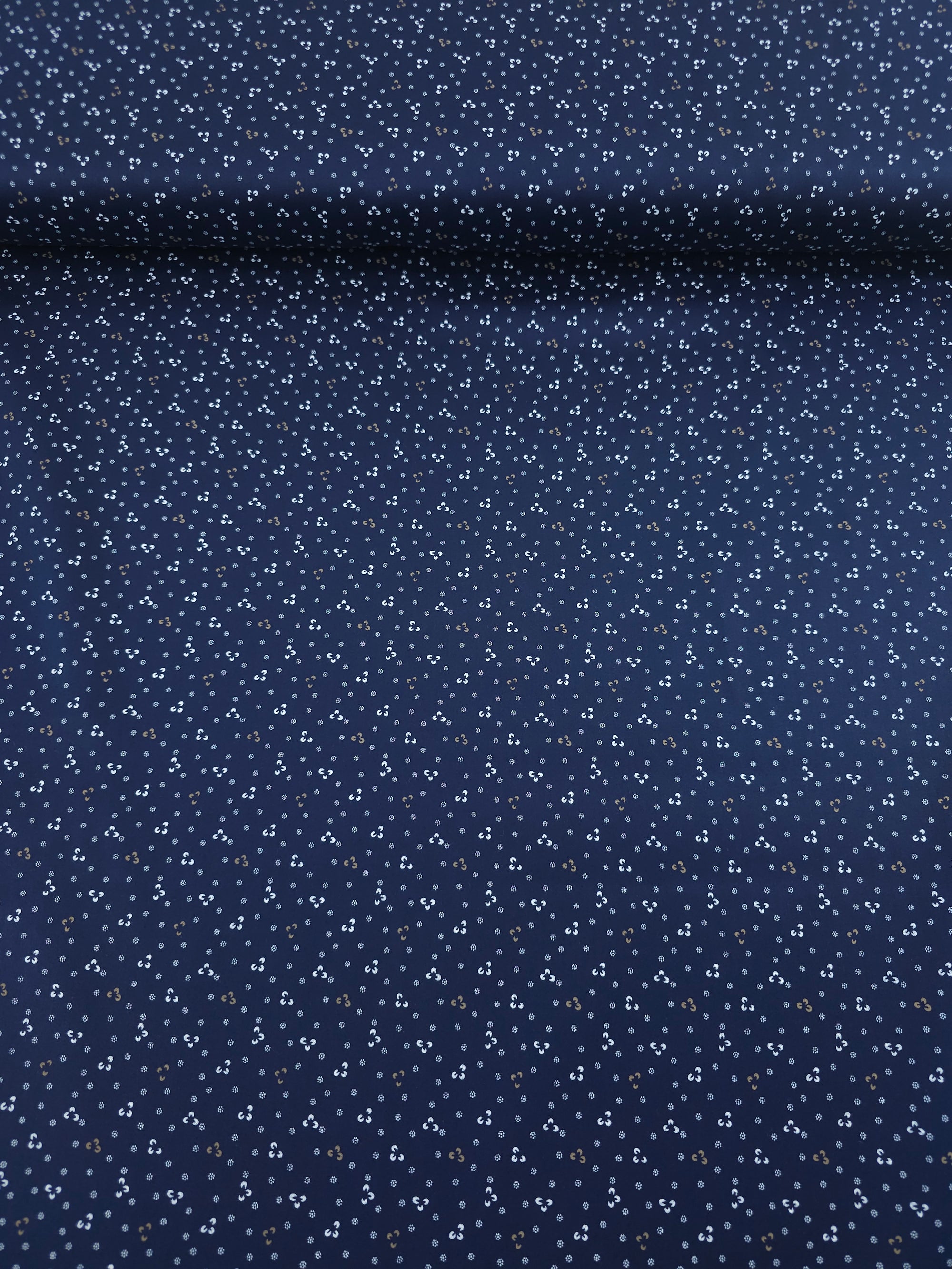 Indigo Navy Micro Floral Cotton Sateen 55"