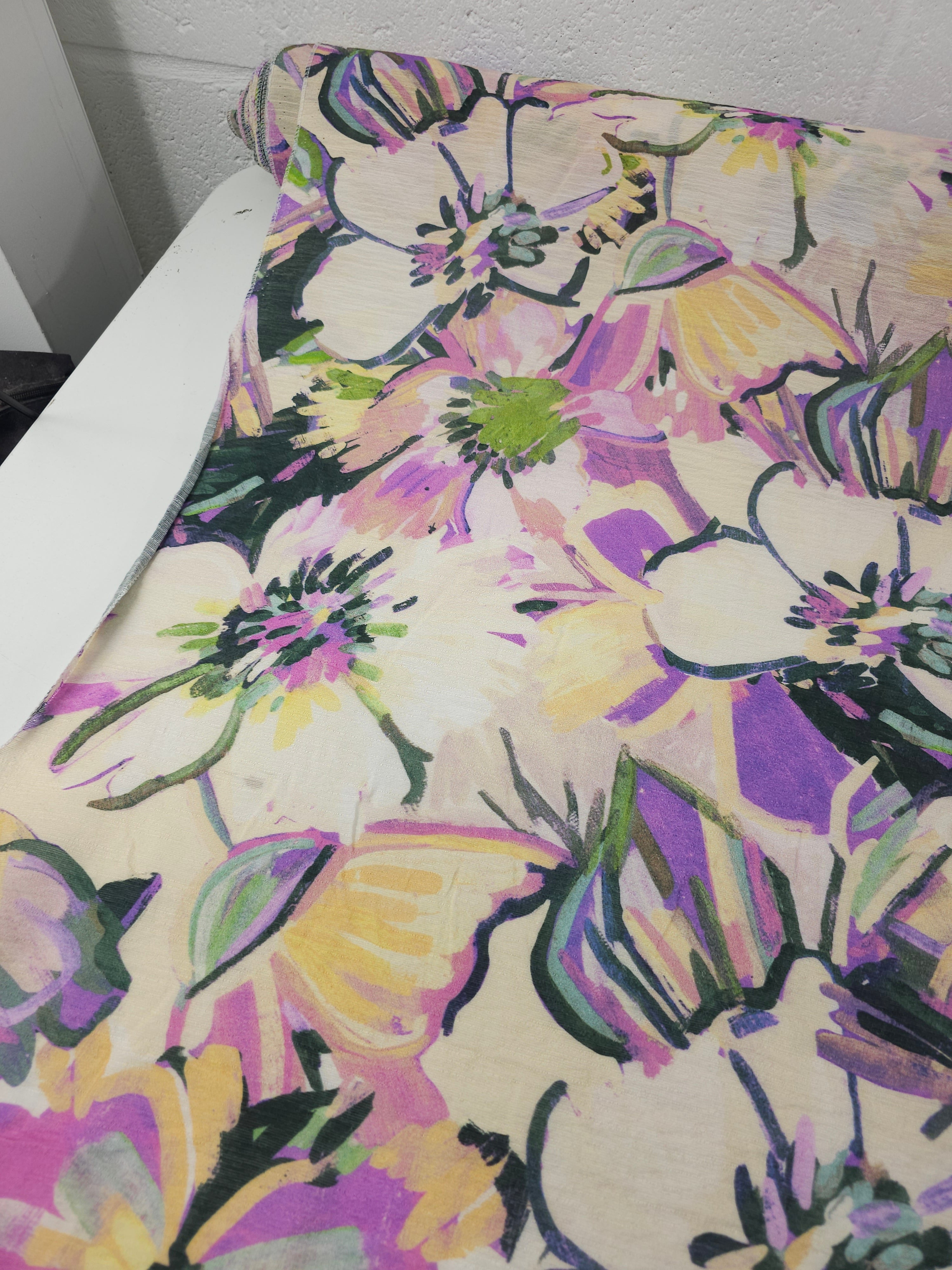 Purple Tones Watercolour Crinkle Viscose