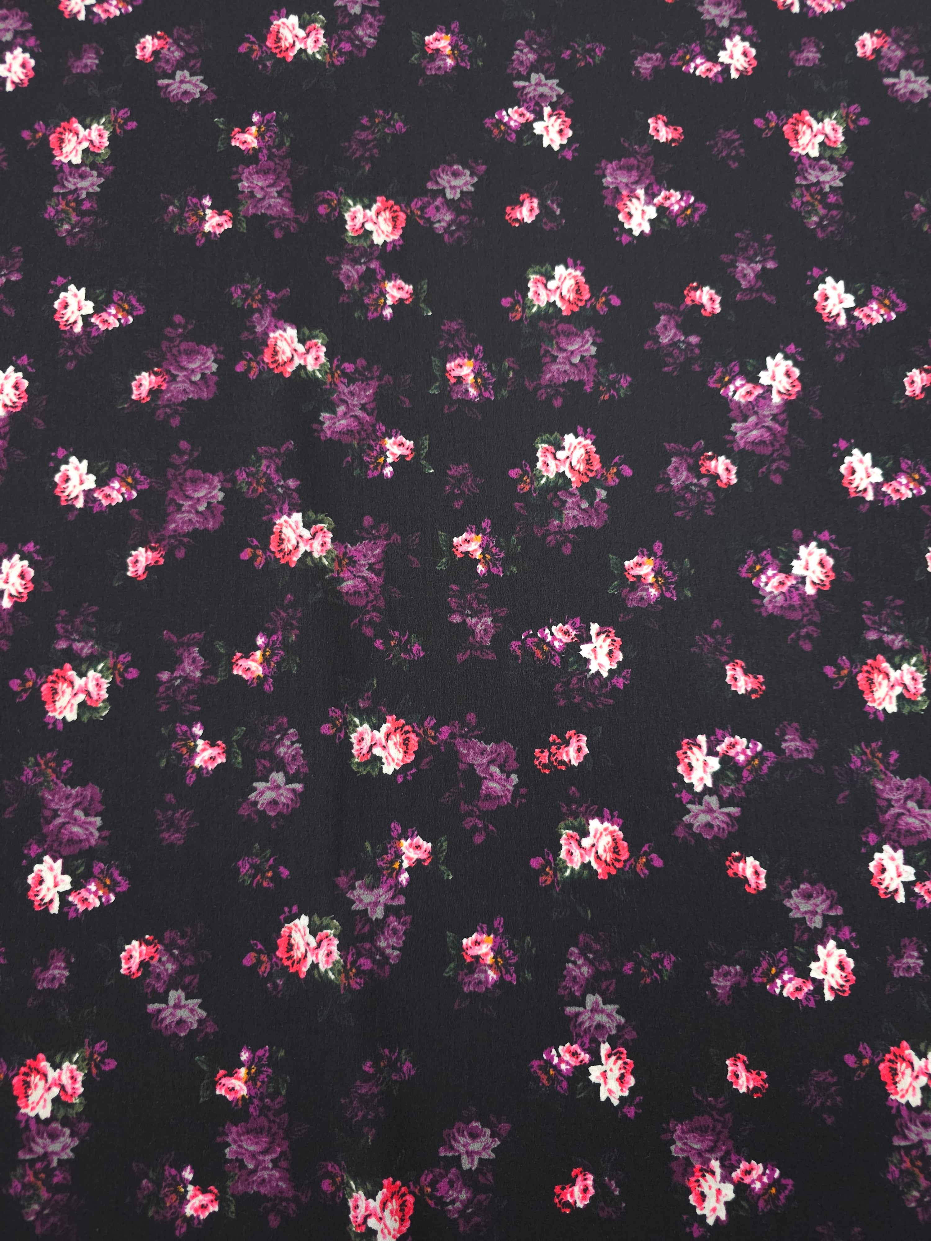 Pink/Purple Bouquet Floral Poly Crepe