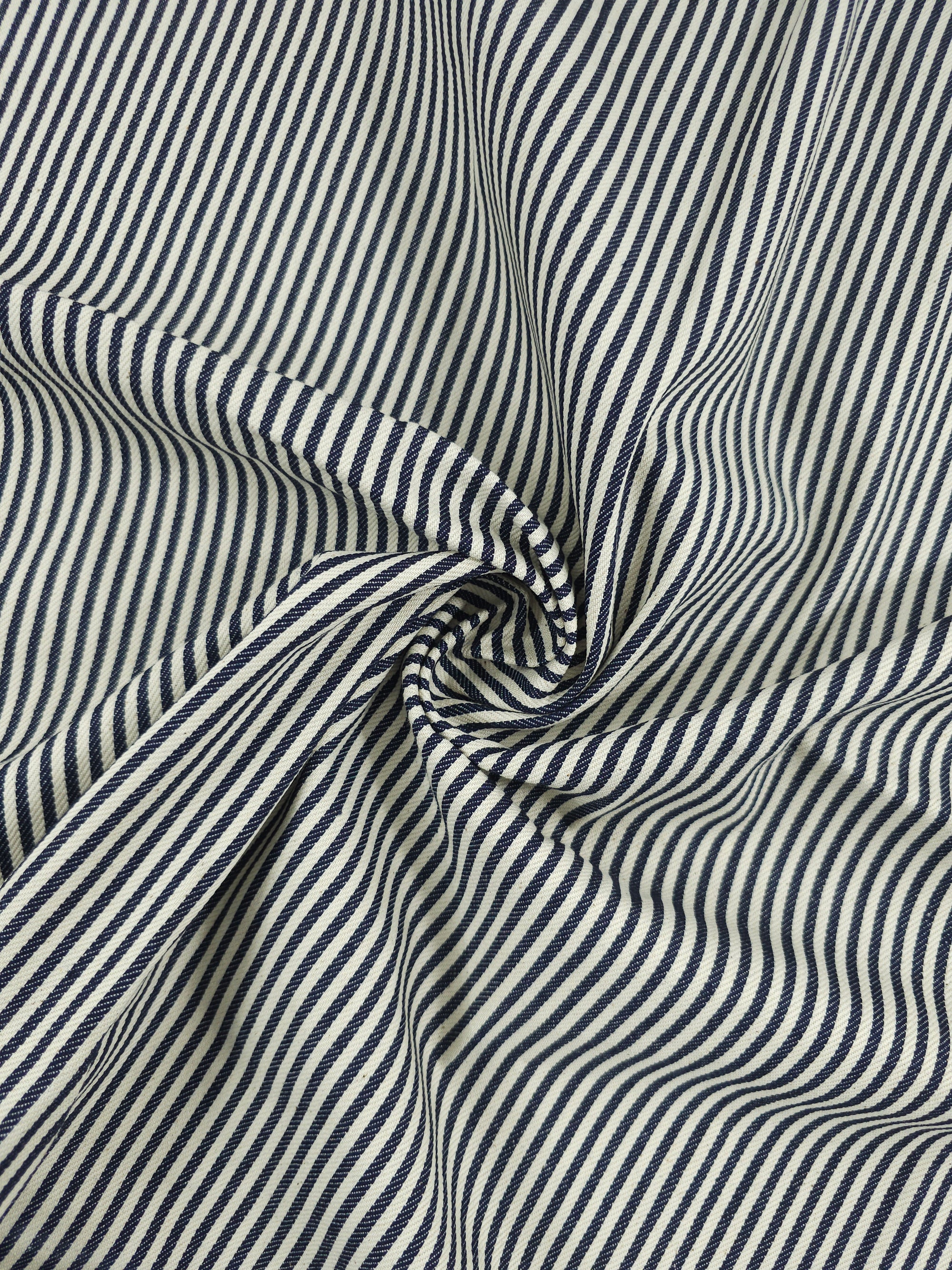 Ivory/Navy Narrow Stripe Denim
