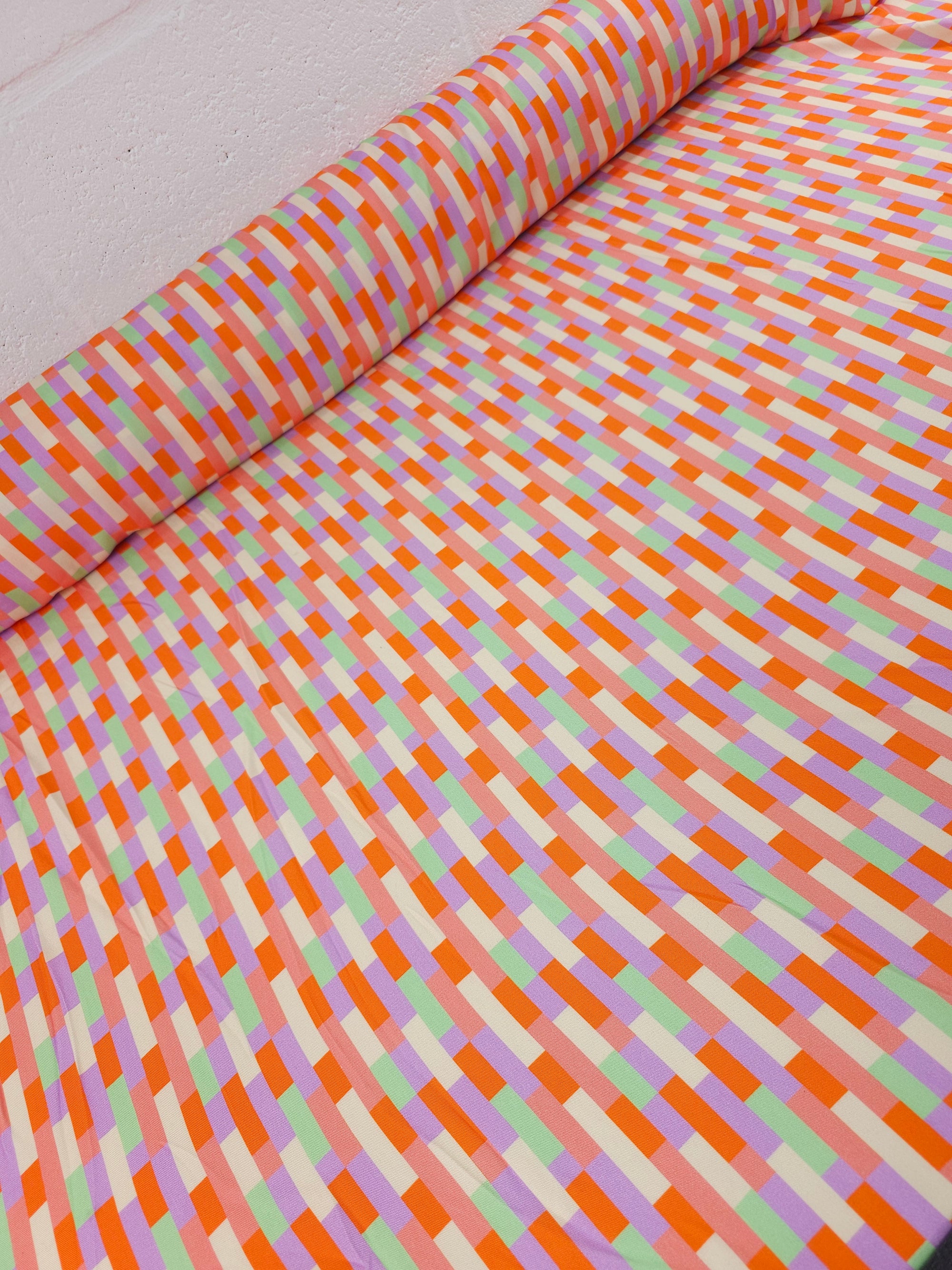Pastel Geometric Step Viscose Challis