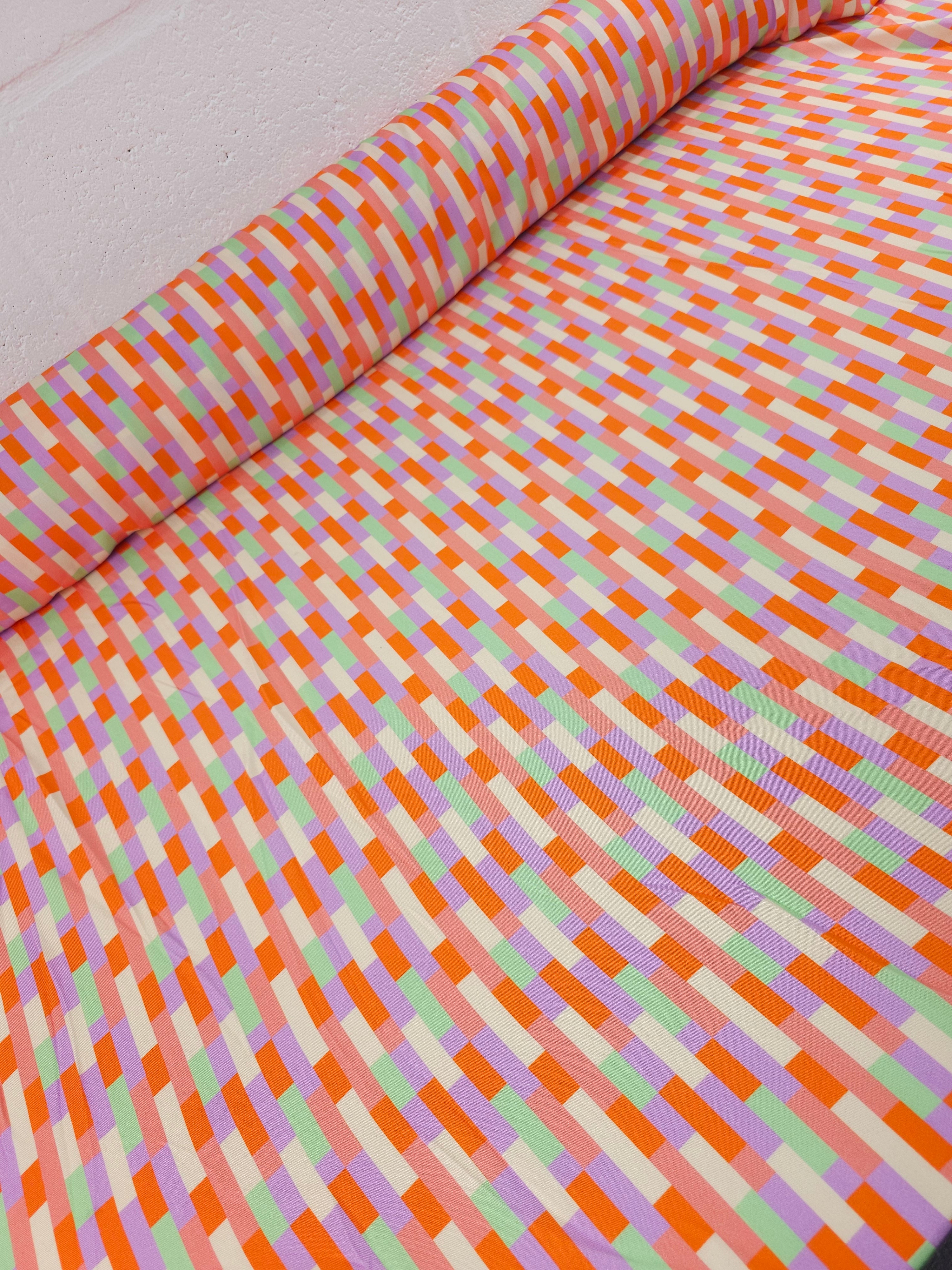 Pastel Geometric Step Viscose Challis