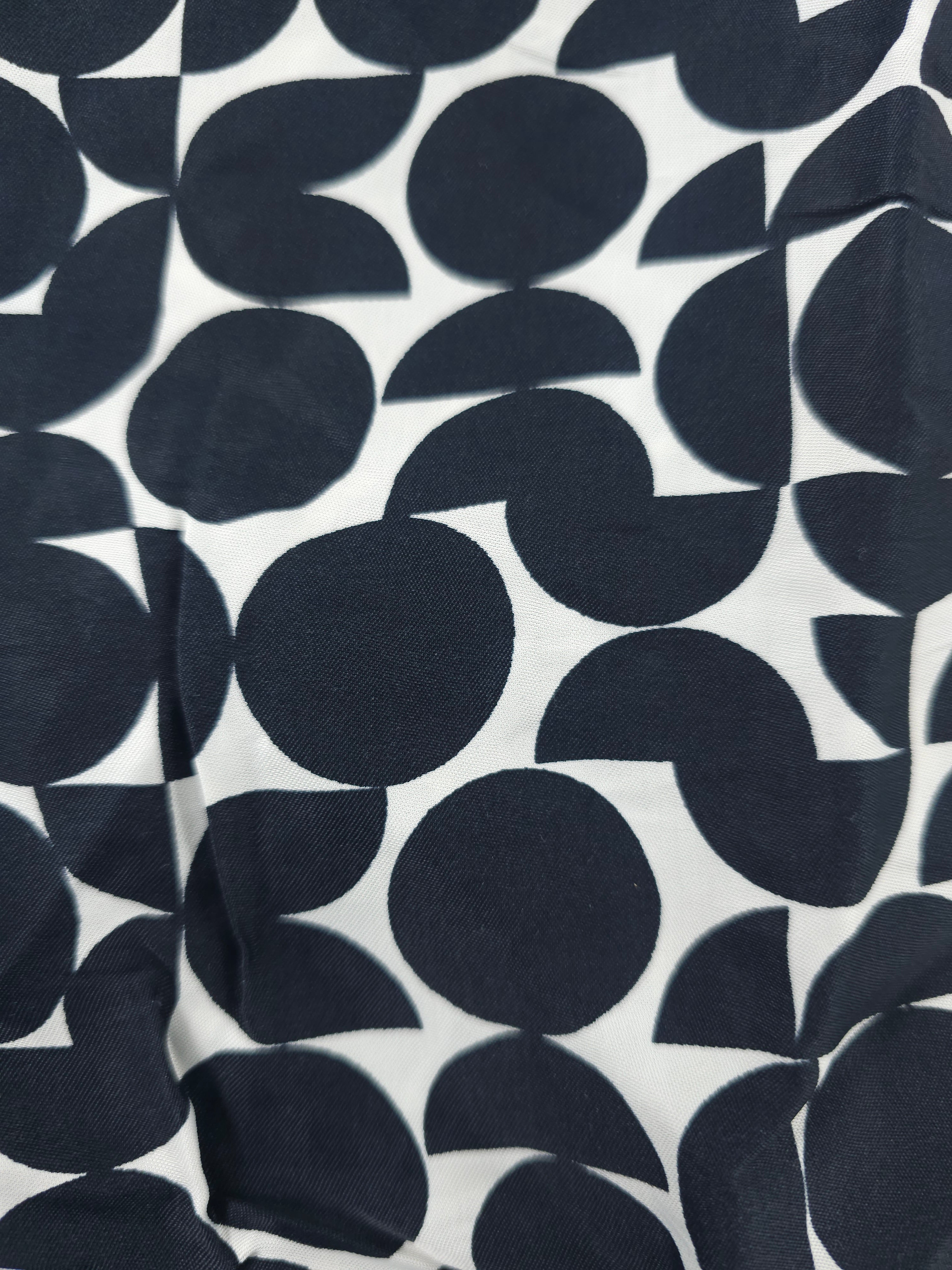 Black Circle Design Viscose Sateen- 1.9m Piece